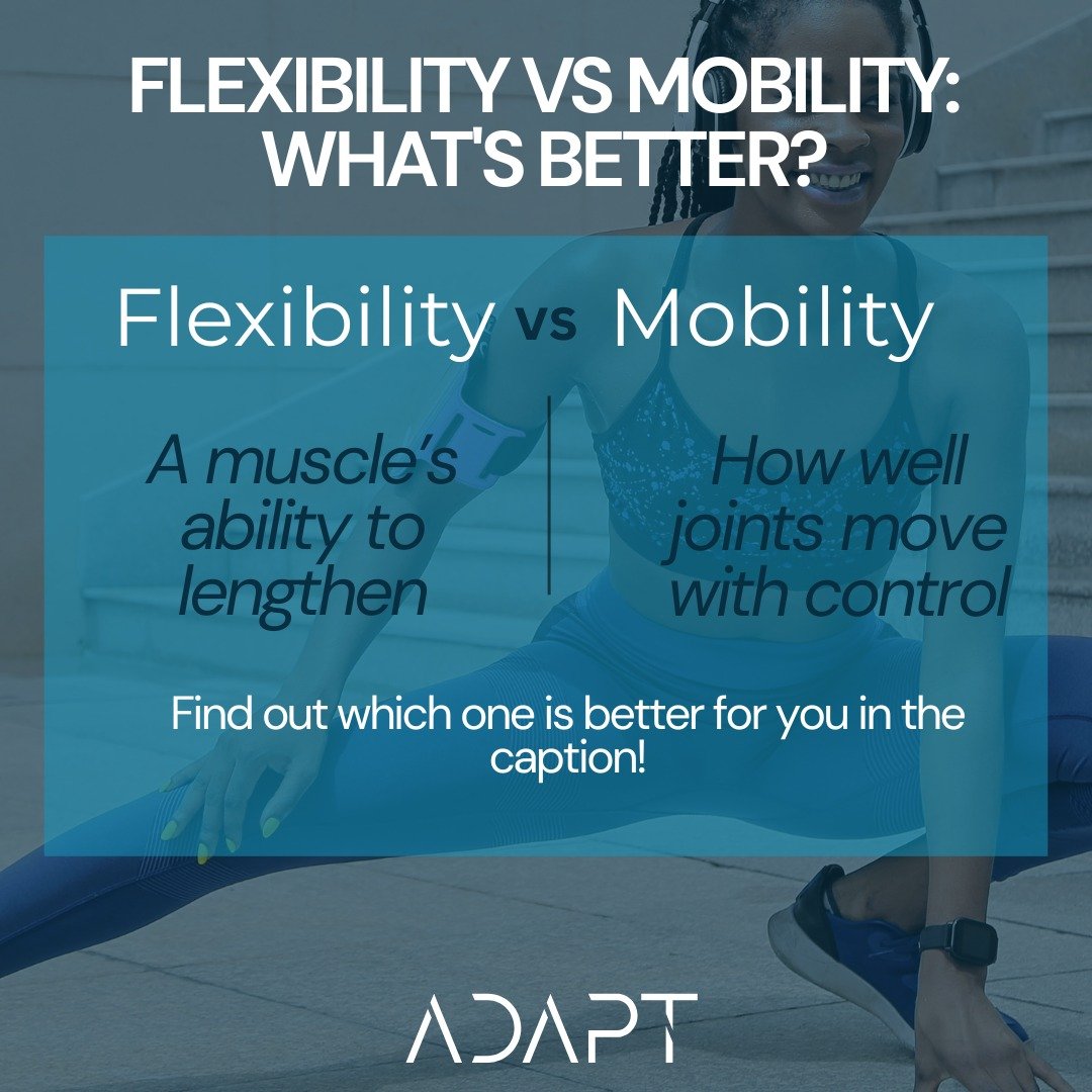 What’s the difference between flexibility and mobility?
Flexibility is your muscle’s ability to lengthen. Mobility is how well your joints move with control. Both matter for performance ๐ข๐ฏ๐ฅ injury prevention! The real question is whi