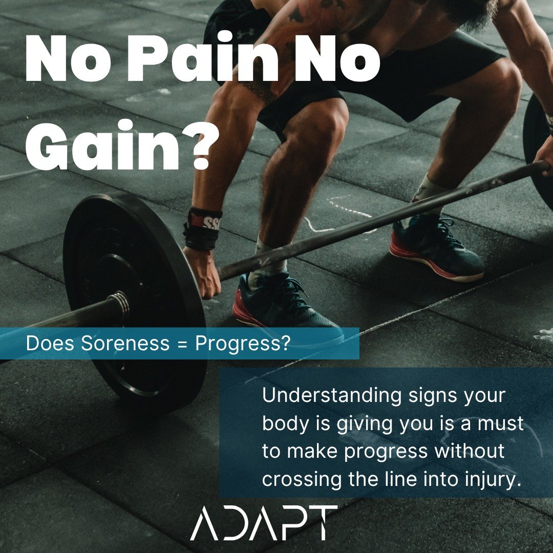 "Soreness means I’m getting stronger..."
It's true, soreness can be part of progress— however sharp aches, or lingering discomfort are warning signs. Don’t ignore what your body is telling you. Overtraining or poor movem