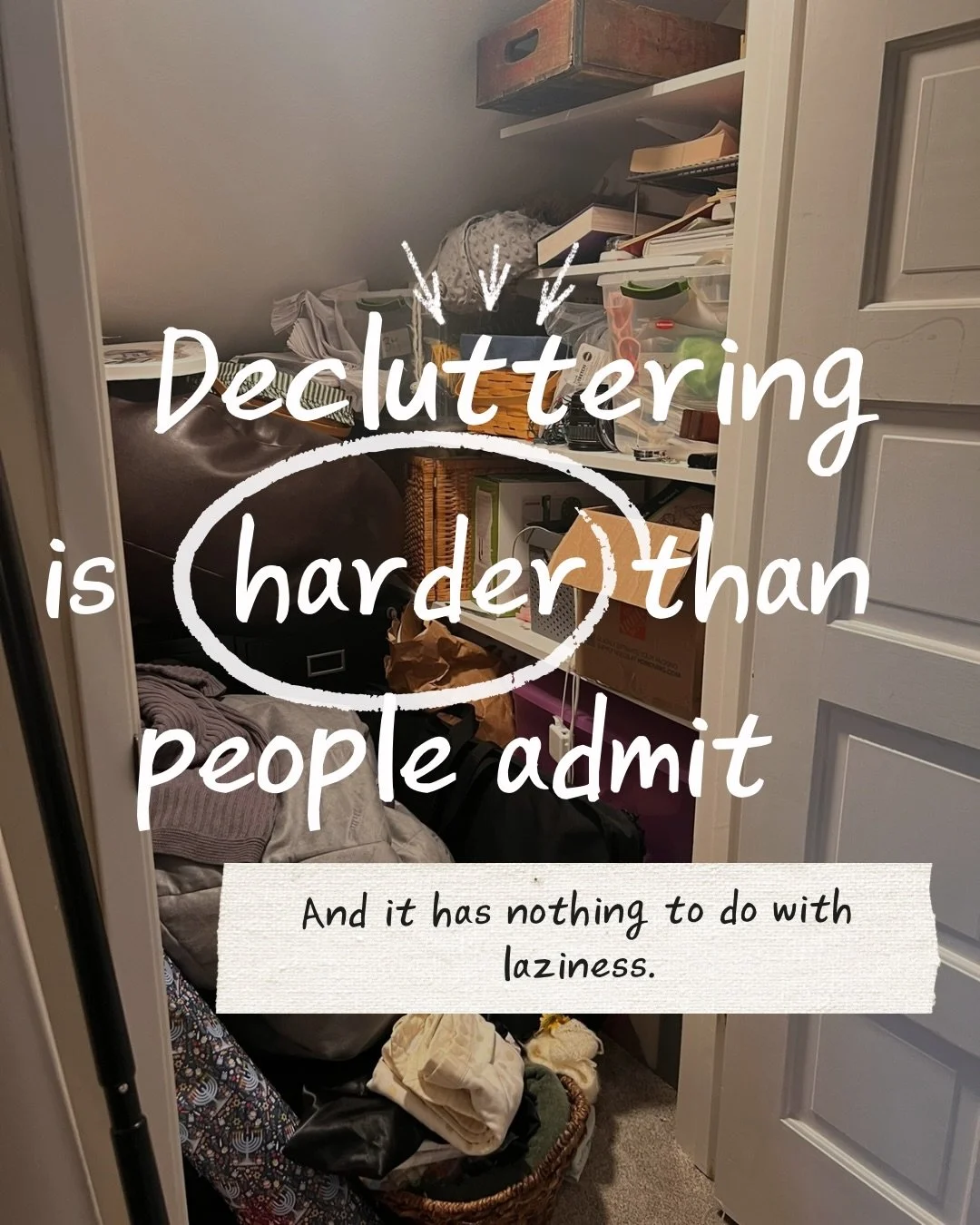 Decluttering is hard.

Not because you&rsquo;re failing, but because there&rsquo;s emotion, decision fatigue, and real life attached to our things. 

Decluttering isn&rsquo;t just about getting rid of things, it&rsquo;s deeper than that. It&rsquo;s a