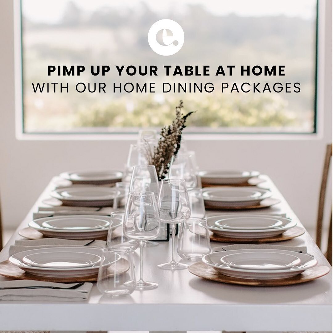Stay in, stay warm and make the most of current maximum guest limitations with our at home winter dining packages. 

Pick up your luxe dining package that includes linen tablecloth or runner, glassware, crockery, cutlery, napkins + more for $450.

To