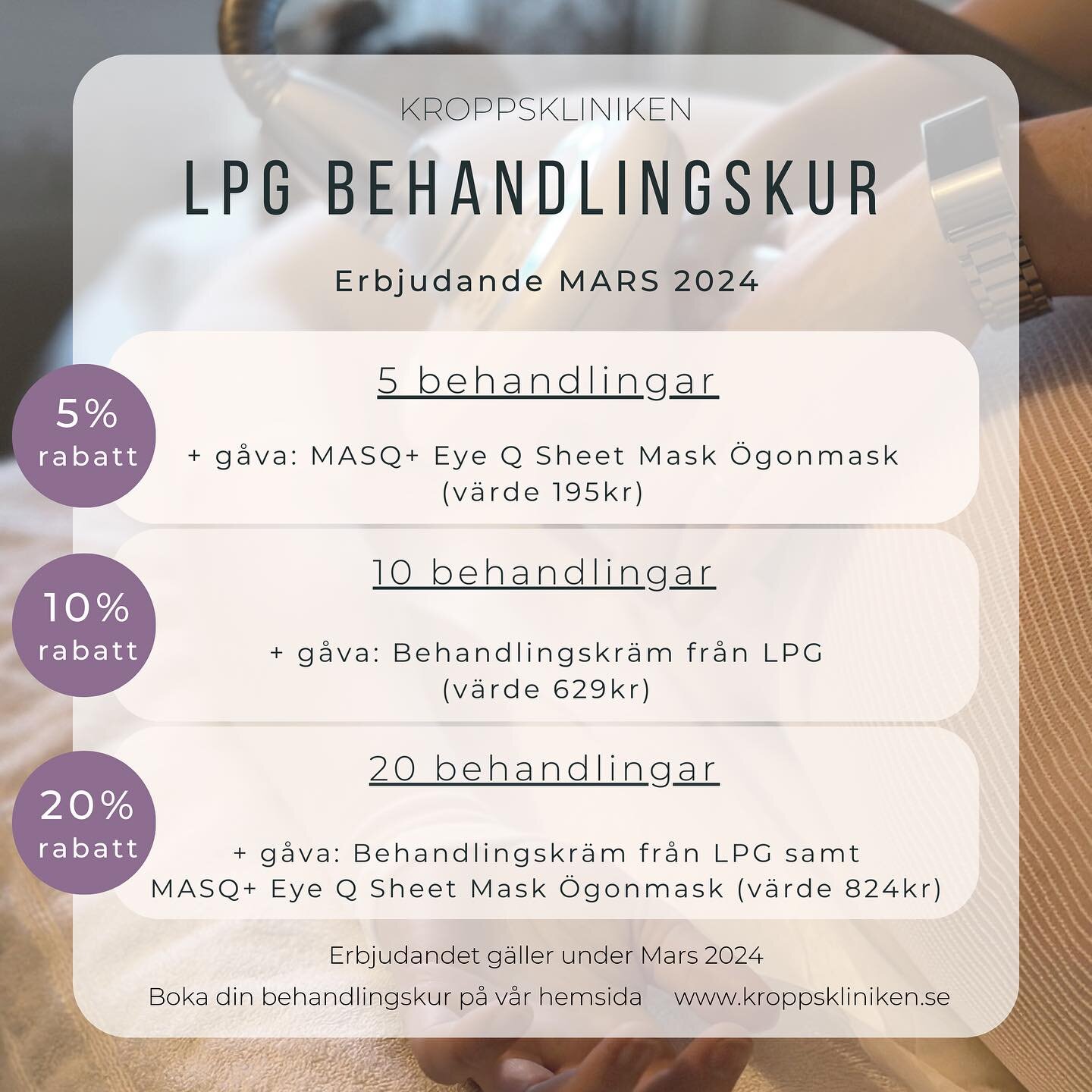 Hej! 🕊Längtar du efter att känna dig lätt och avslappnad i kroppen?

💆🏻&zwj;♀️LPG - Prova på: 495 kr

LPG behandlingen är en teknik som utför mekanisk bindvävsmassage. 
Endermologie&reg;-metodens huvudsakliga uppgift är att bearbeta och mj