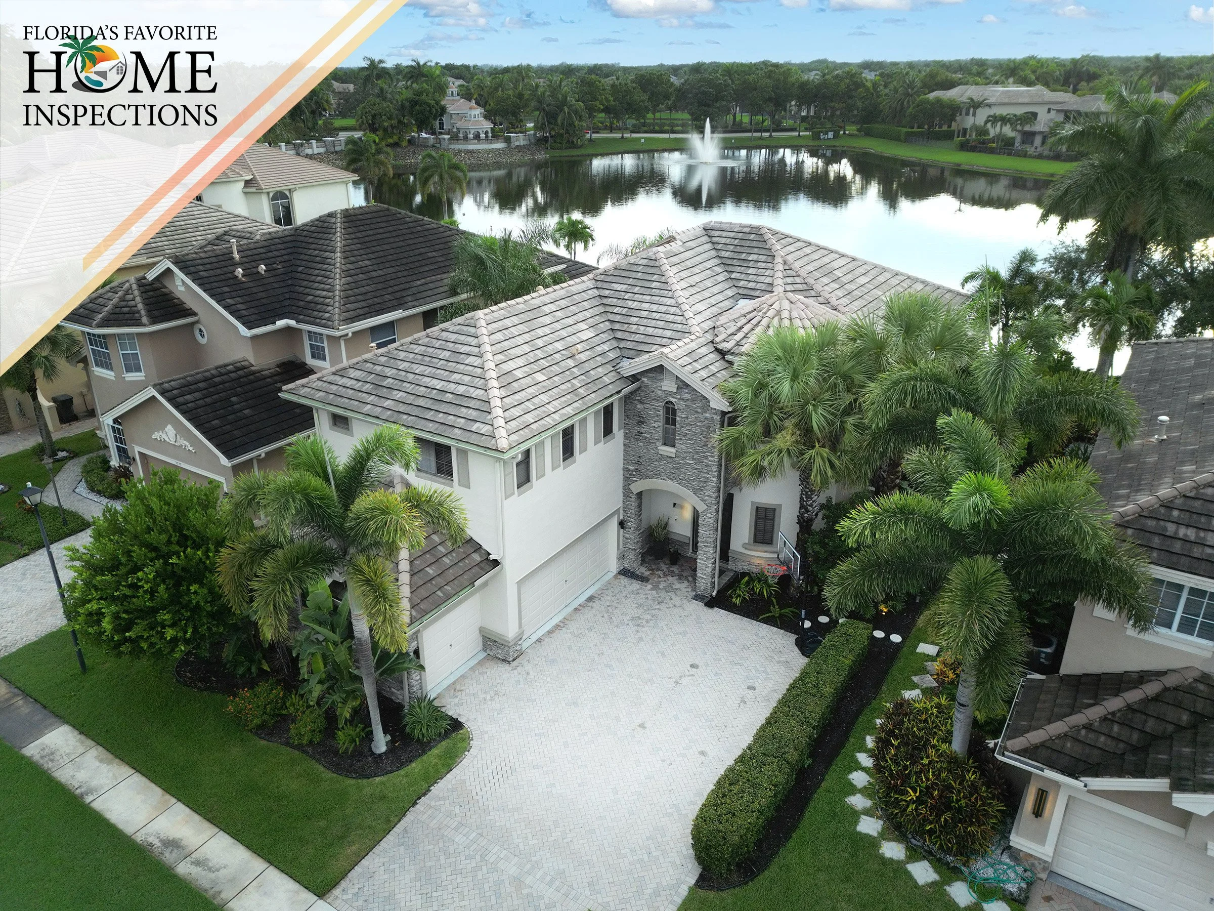 Two-story home during a buyer's home inspection in Wellington, Florida.