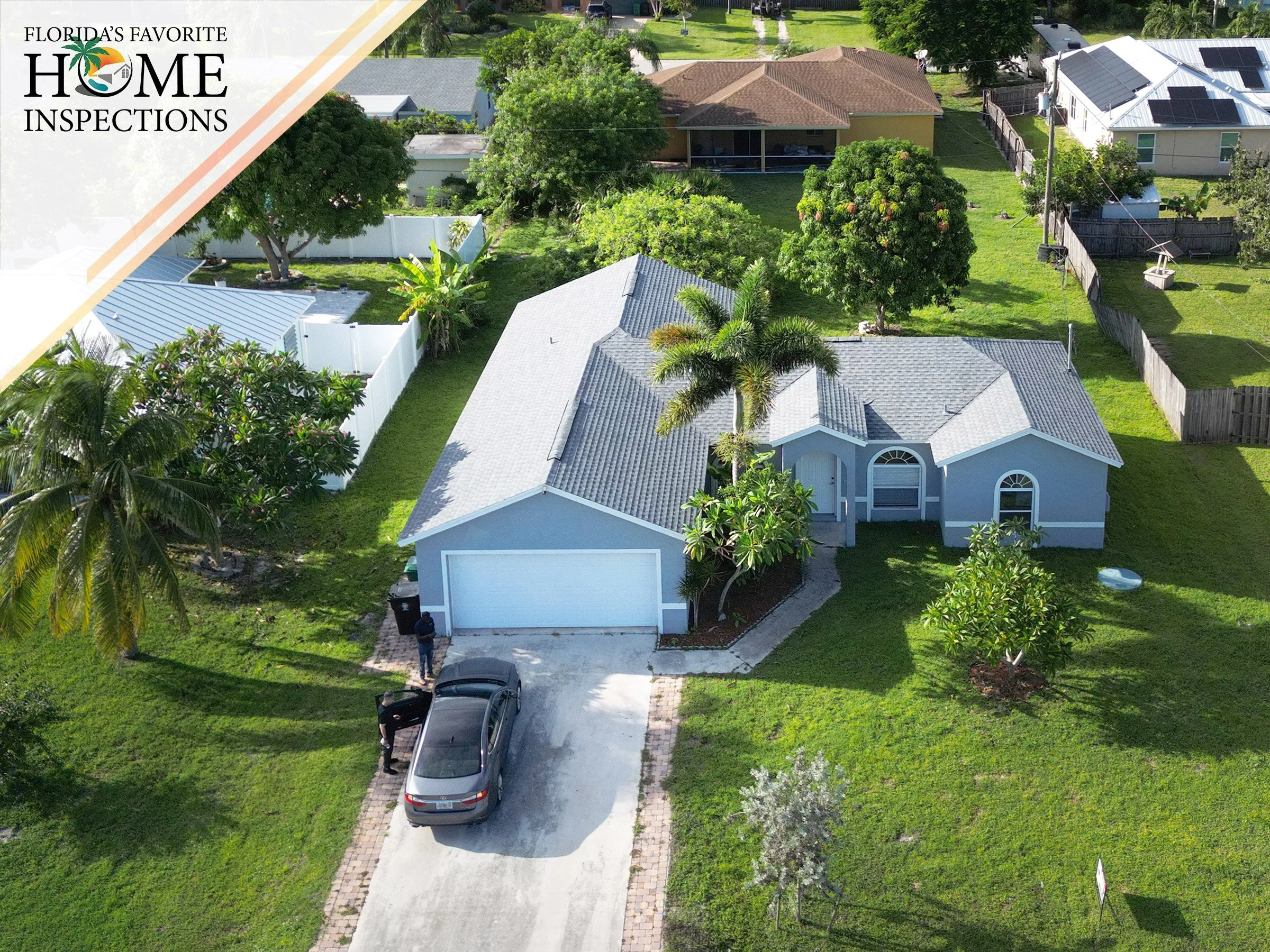 Drone photo of a home taken during a buyer's home inspection in Port St. Lucie, Florida.