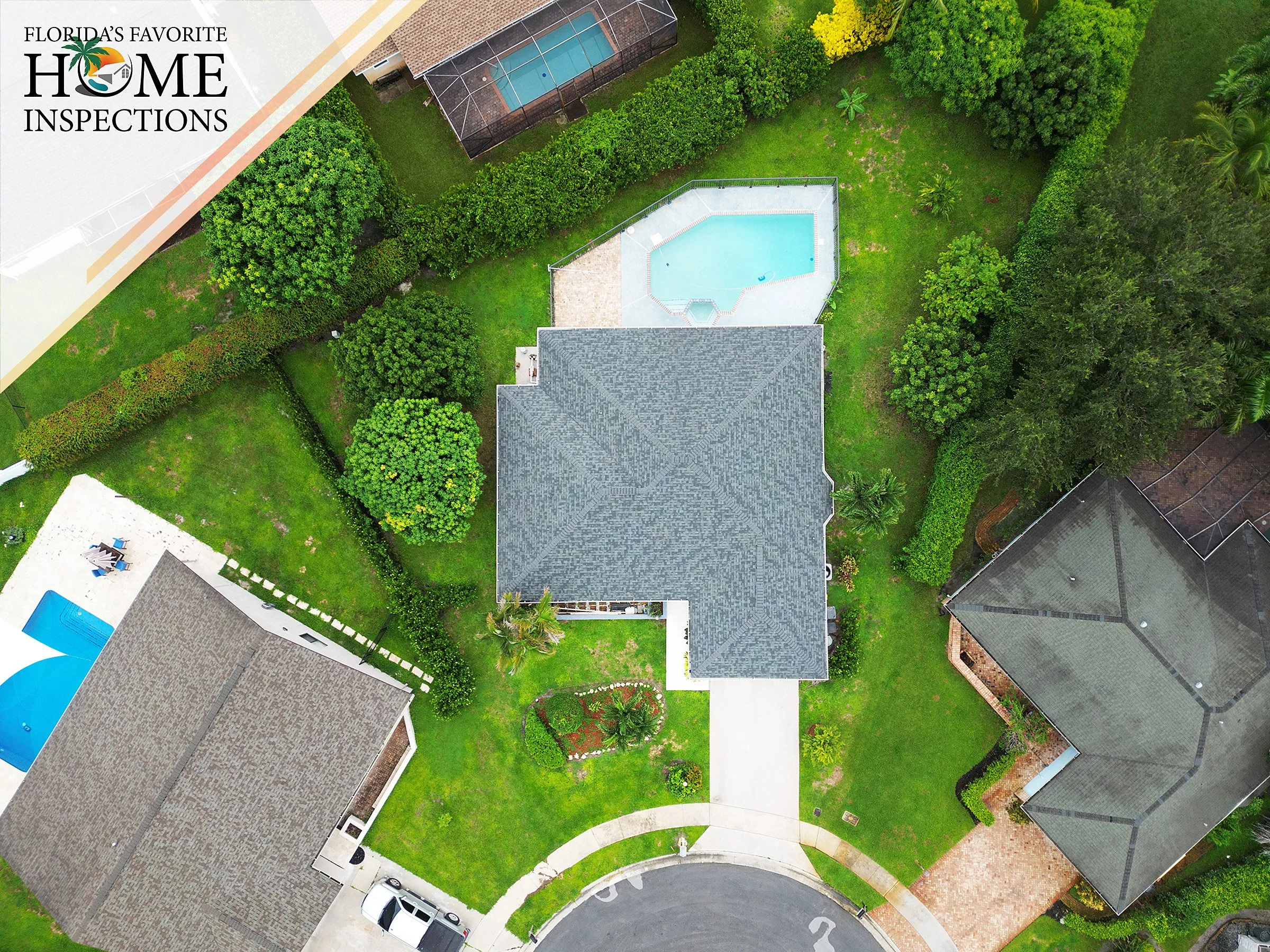 House with pool during a home and pool inspection in Lake Worth, Florida.