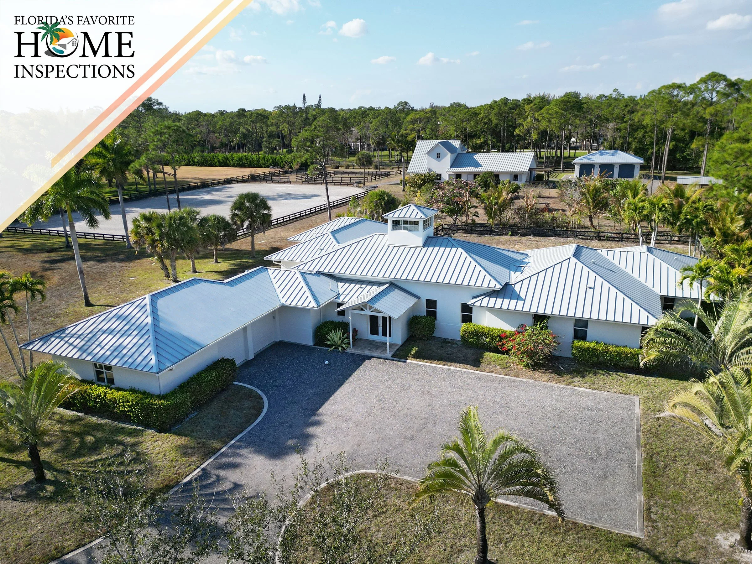 Luxury equestrian home on 5-acres with barn and detached garage, during a home inspection in Loxahatchee, Florida.