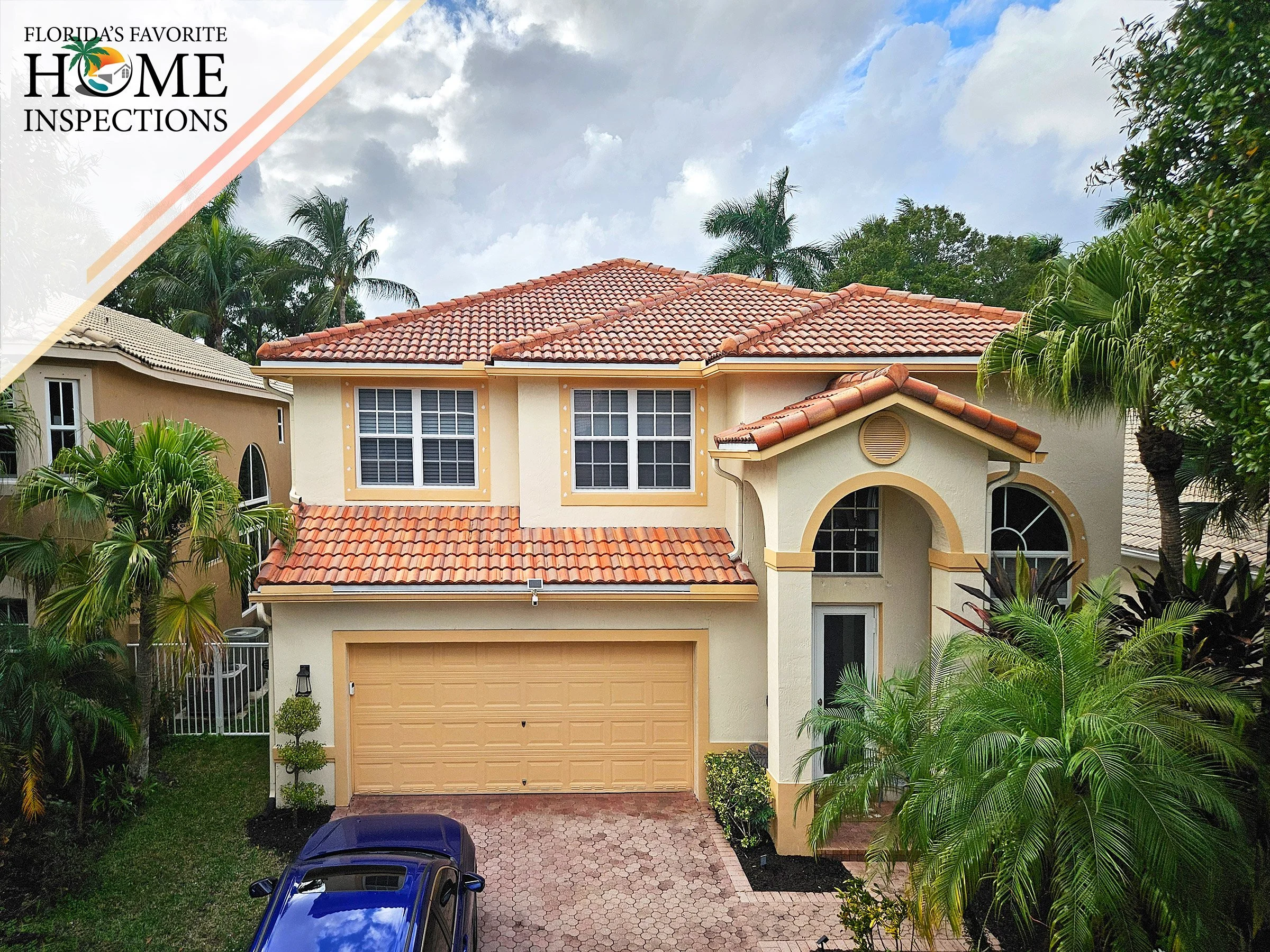 Two-story home during a buyer's home inspection in Delray Beach, Florida.