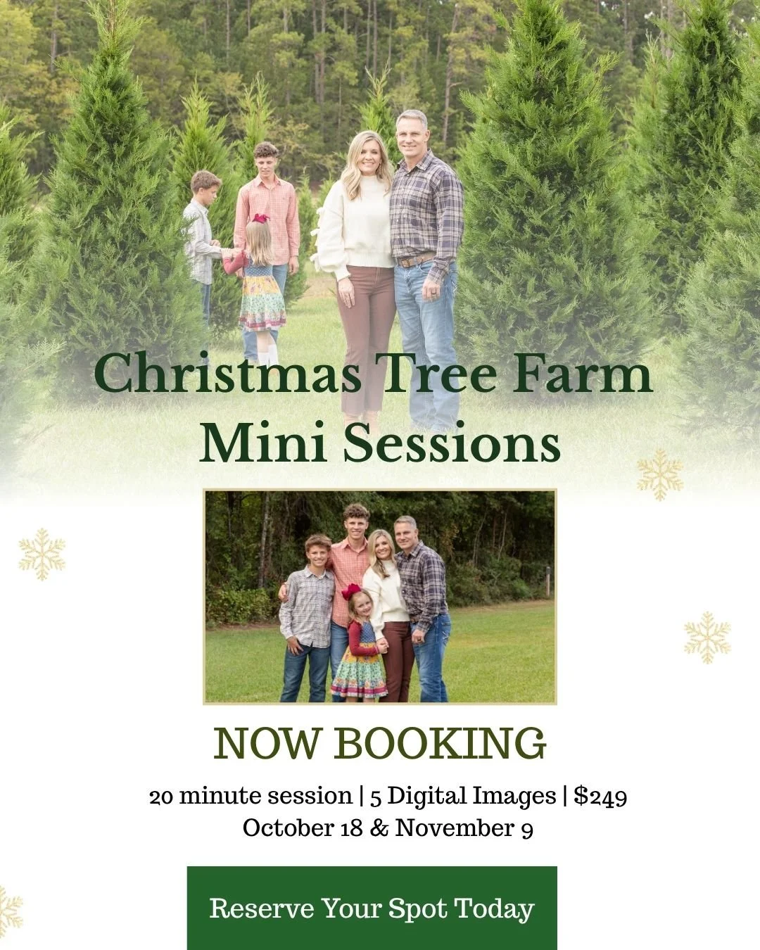 ✨ The best gifts aren&rsquo;t wrapped &mdash; they&rsquo;re the moments you&rsquo;ll never forget.

Capture your family&rsquo;s holiday magic this year with a Christmas Tree Farm Mini Session in Chapin, SC.
Perfect for Christmas cards, gifts, and mem