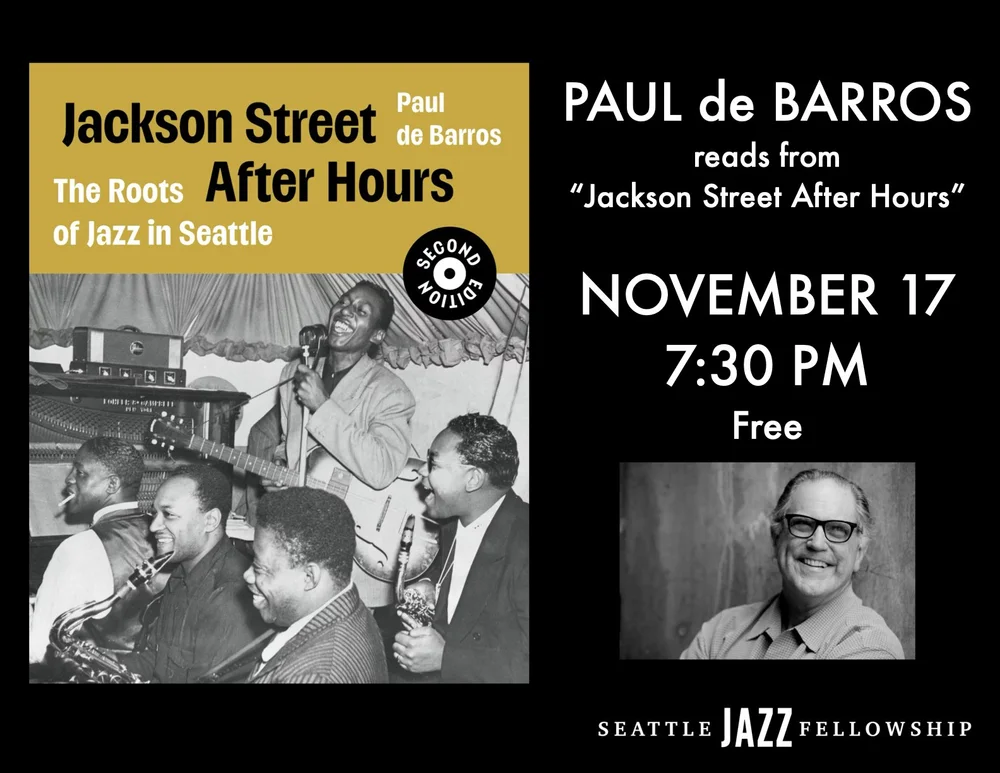 Paul de Barros reads from “Jackson Street After Hours” artwork from Seattle Jazz Fellowship