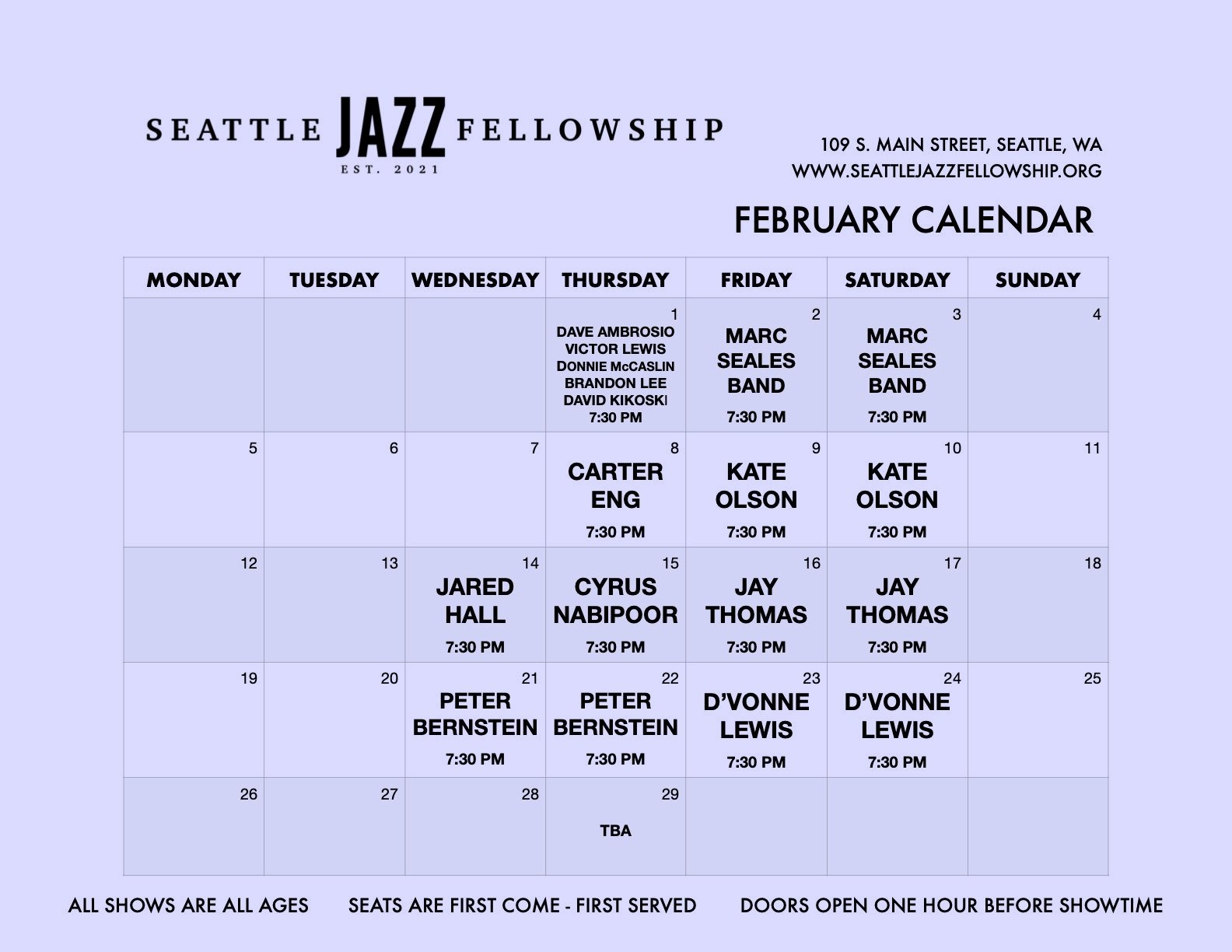 Events Seattle Jazz Fellowship