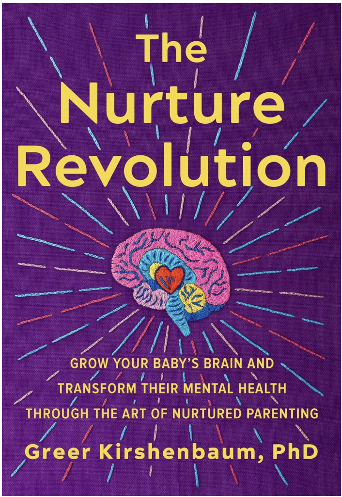 Portada de un libro titulado "La revolución del cuidado" con un dibujo de cerebro con corazones y rayos de colores de fondo morado.