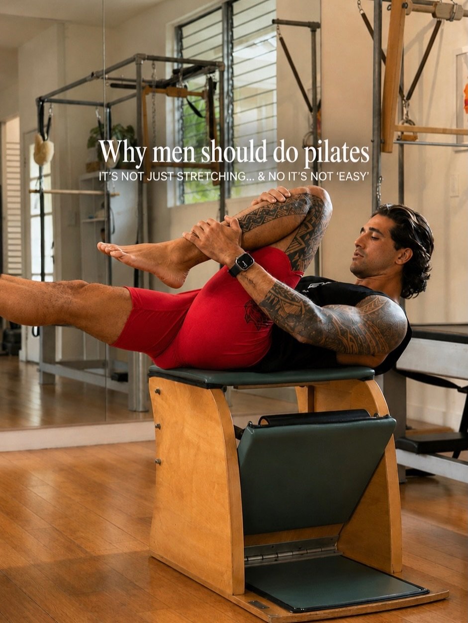 The benefits of Pilates for men go way beyond flexibility.

Pilates builds strength, mobility, balance and control that carries over into everything else you do.

If you lift, it can help with core strength, stability and form.
If you run, it can imp