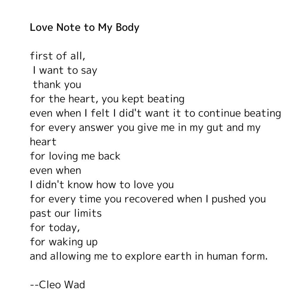 Love Note to My Body — Alyssa Cohen