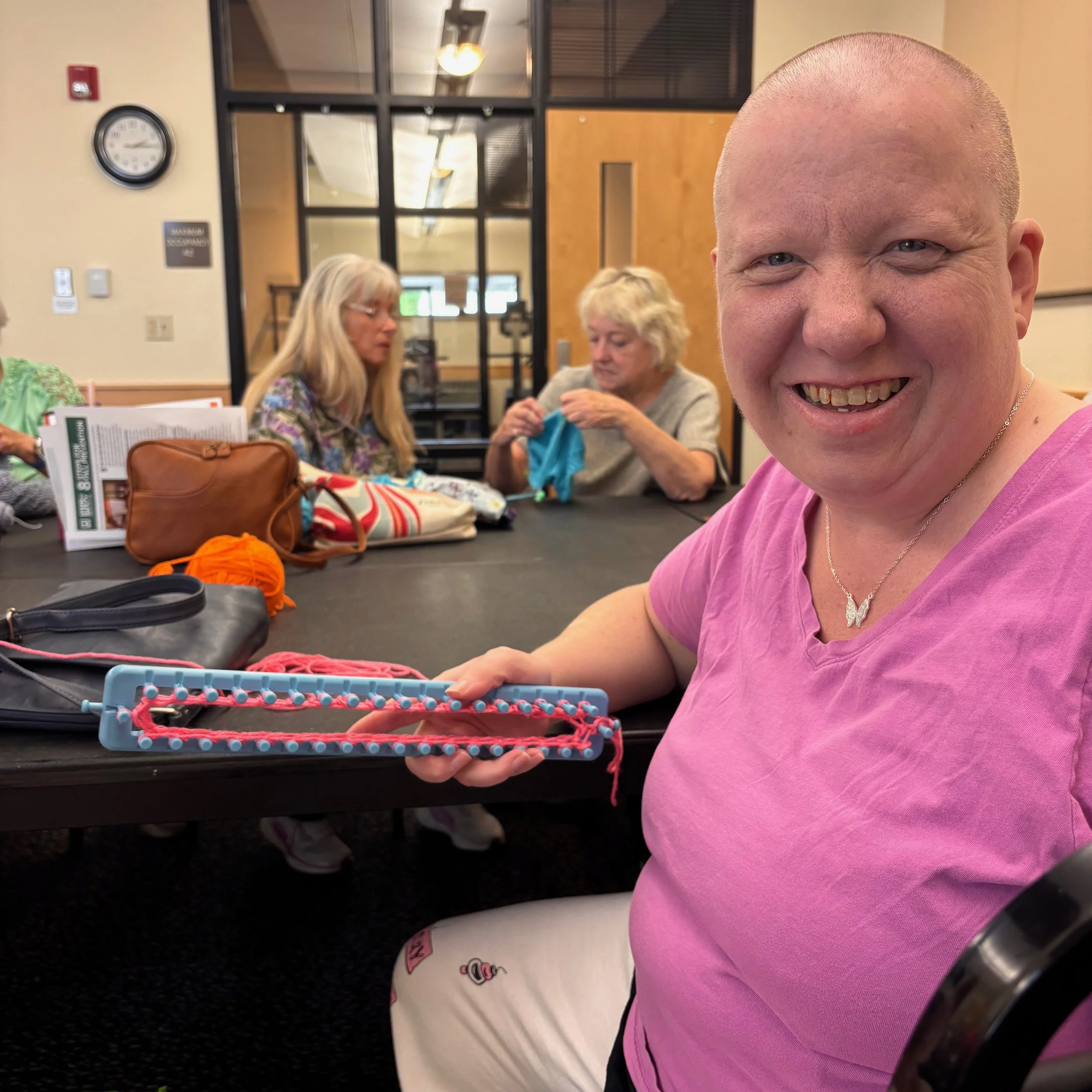 Christine at knitting group
