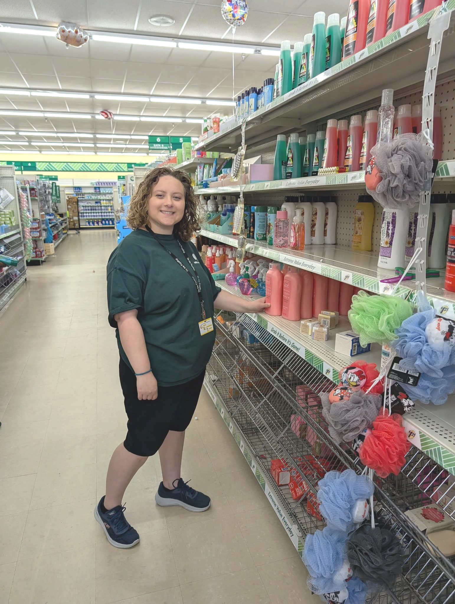 Helen working at the Dollar Tree