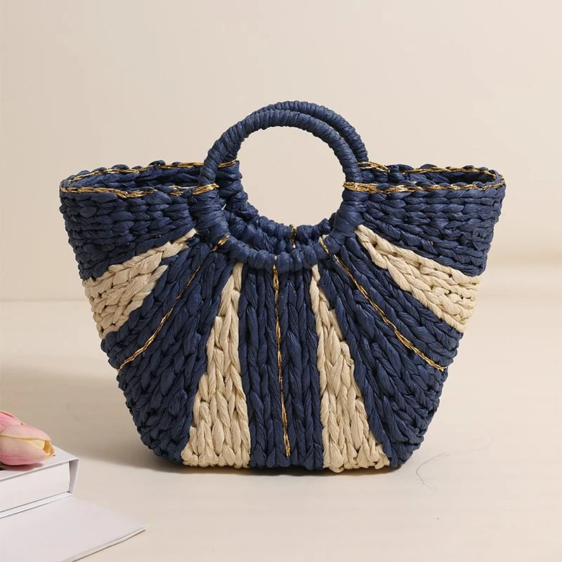 Luxury Vacation Weave Bucket Bag - Blue