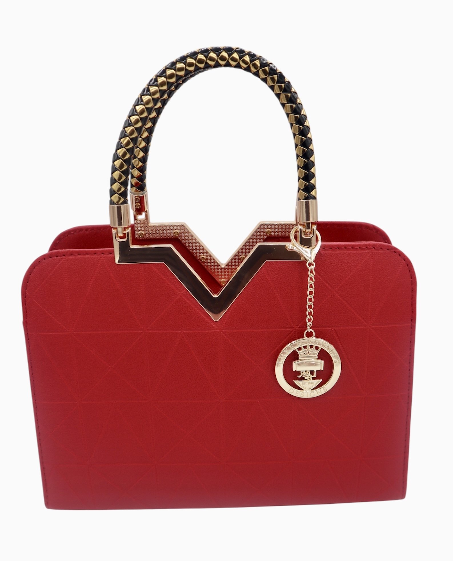 The V-Crest Medium Satchel - Red