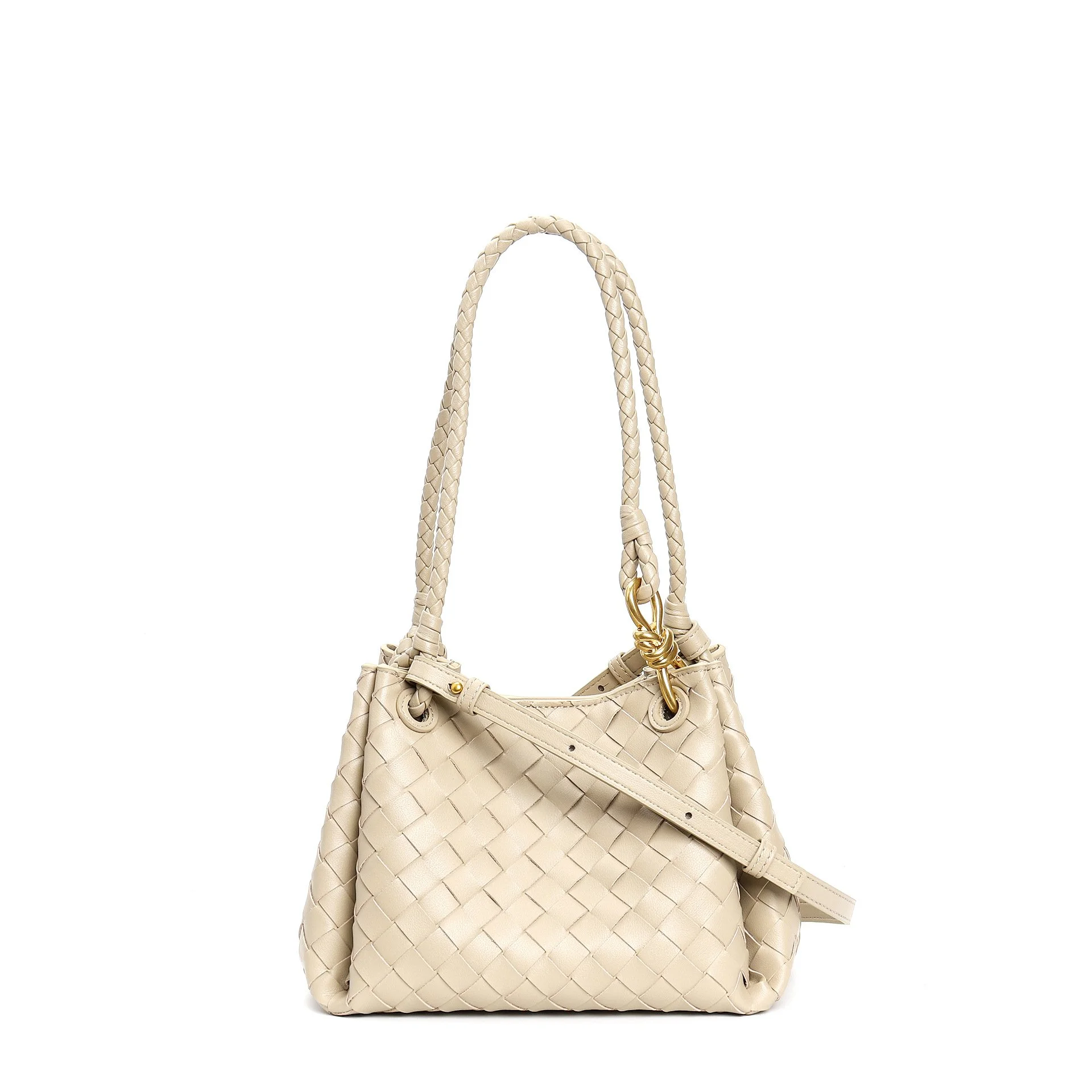 The Soho Two-Layer Cowhide Leather Weave - Beige/Oatmeal**