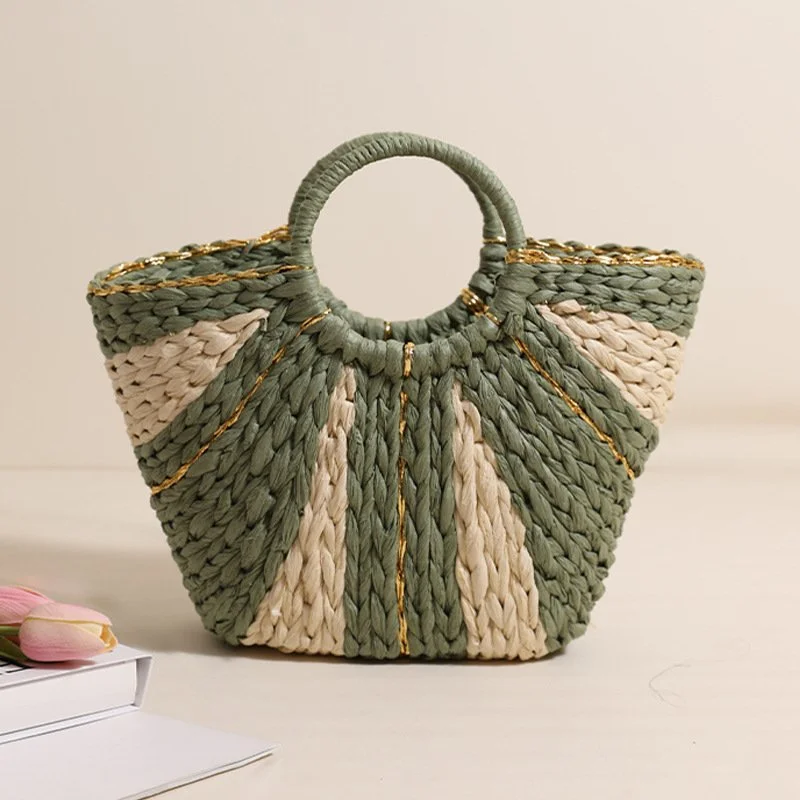 Luxury Vacation Weave Bucket Bag - Green