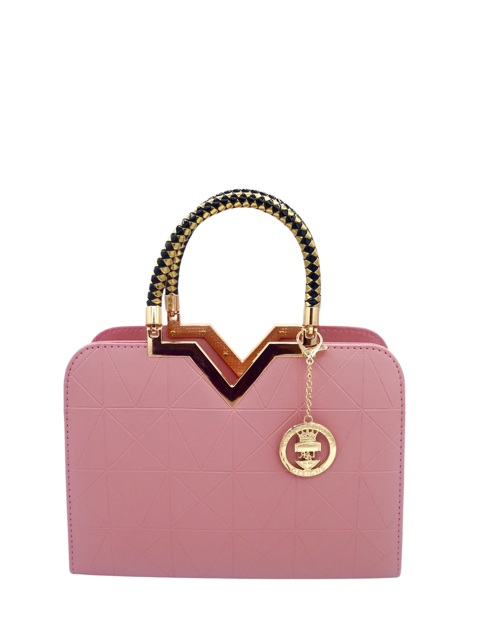 The V-Crest Medium Satchel - Pink