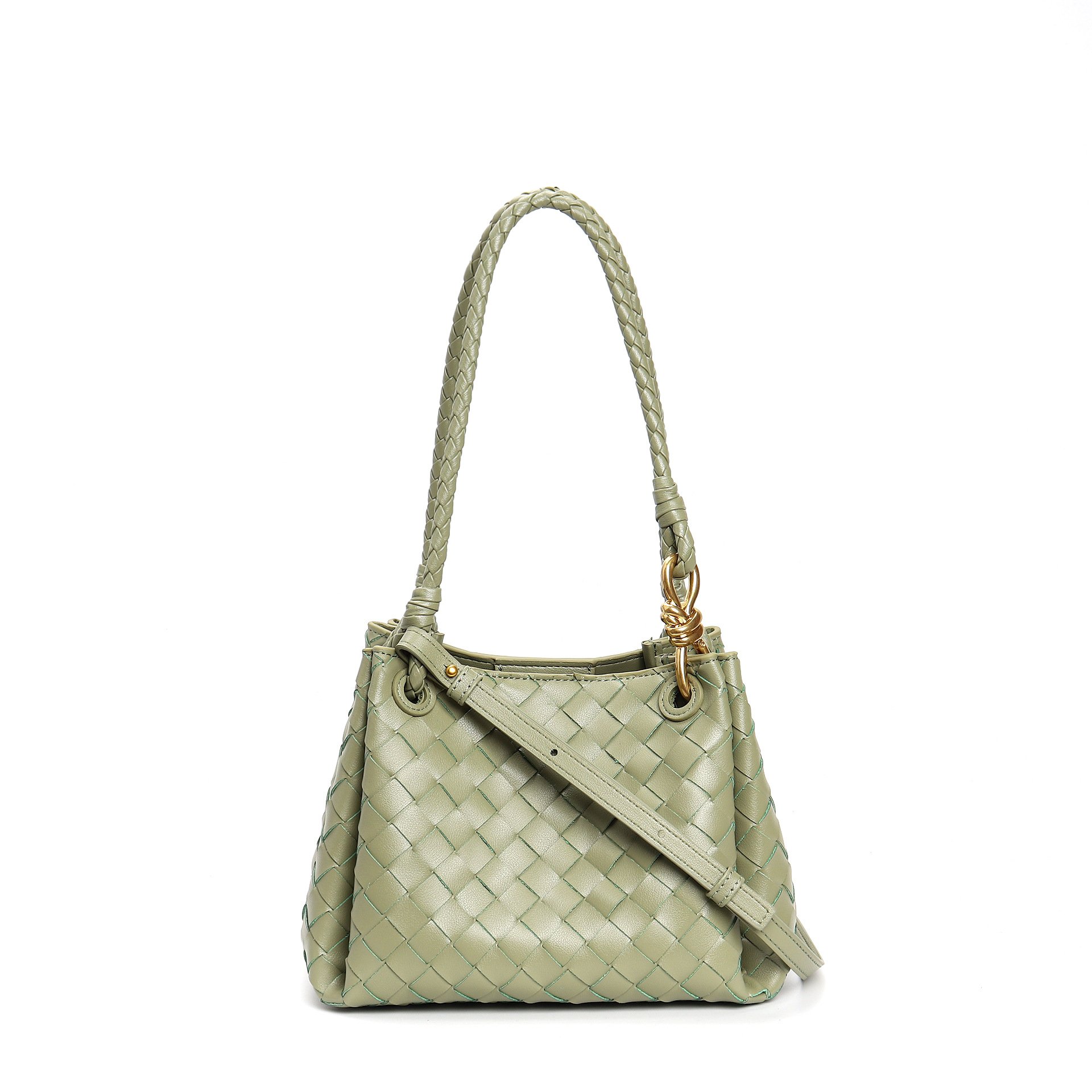 The Soho Two-Layer Cowhide Leather Weave - Light/Torch Green**
