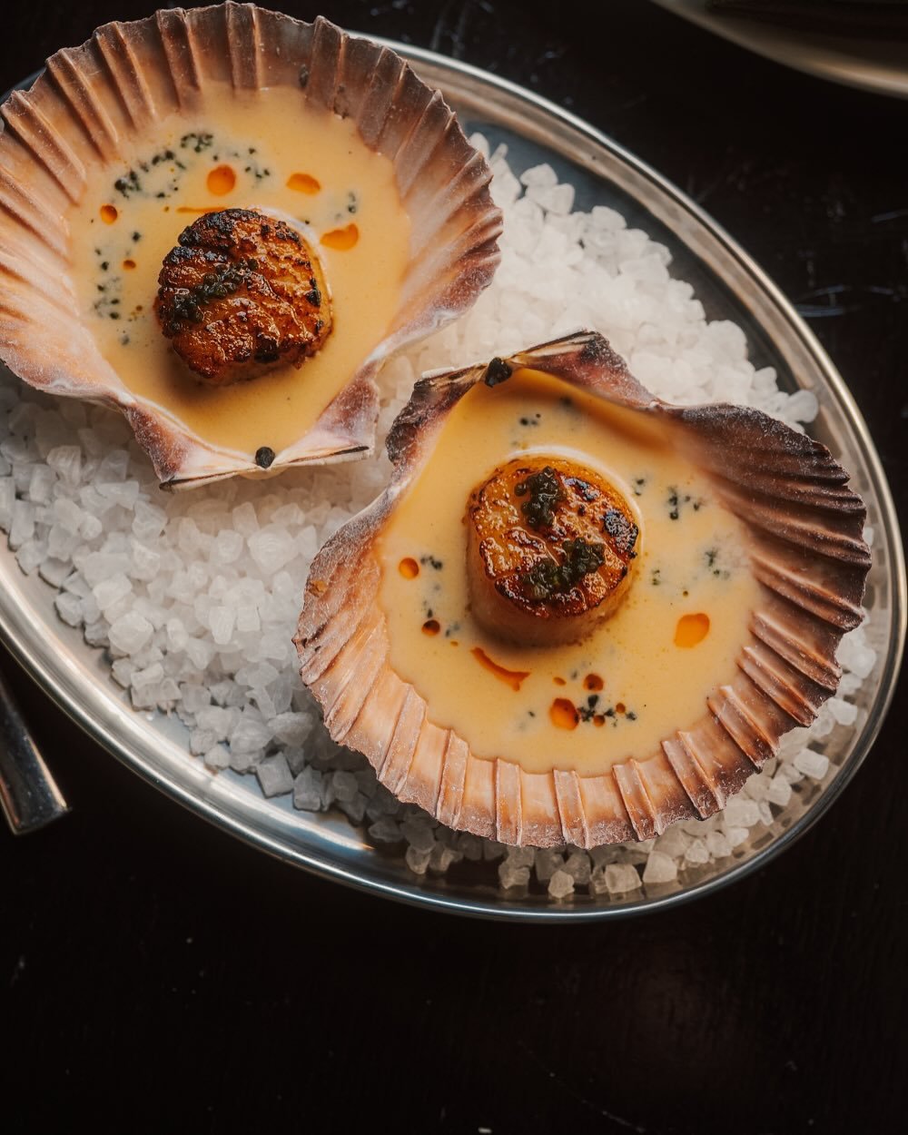 Sneak peak at some new dishes coming on the menu.

&bull; Seared scallop, prawn beurre blanc, sea grapes, prawn oil

&bull; Potato leek soup, bunya nut, burnt leek