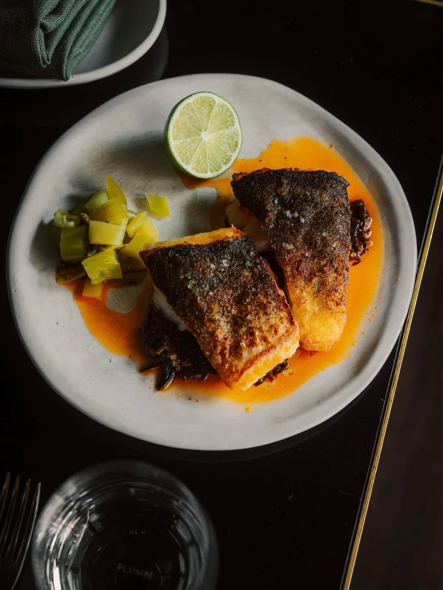 Midweek calls for Murray cod.
Served with chermoula, sea blite, mustard pickle and lime , fresh, bright, and exactly what you need to break up the week.