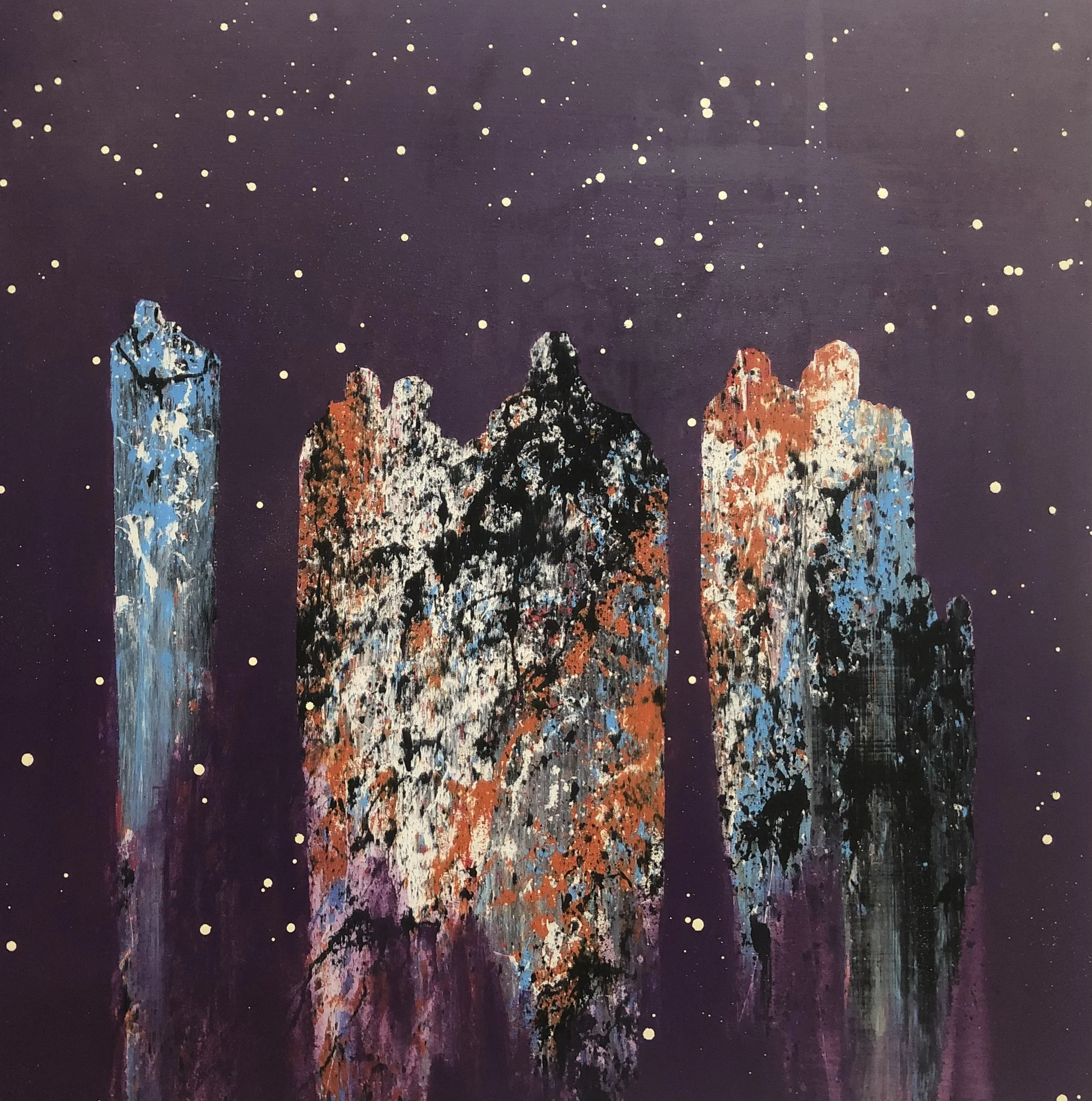 "Figures in Purple 3" 
Industrial paint on wood panel,
40 in x 40 in - SOLD