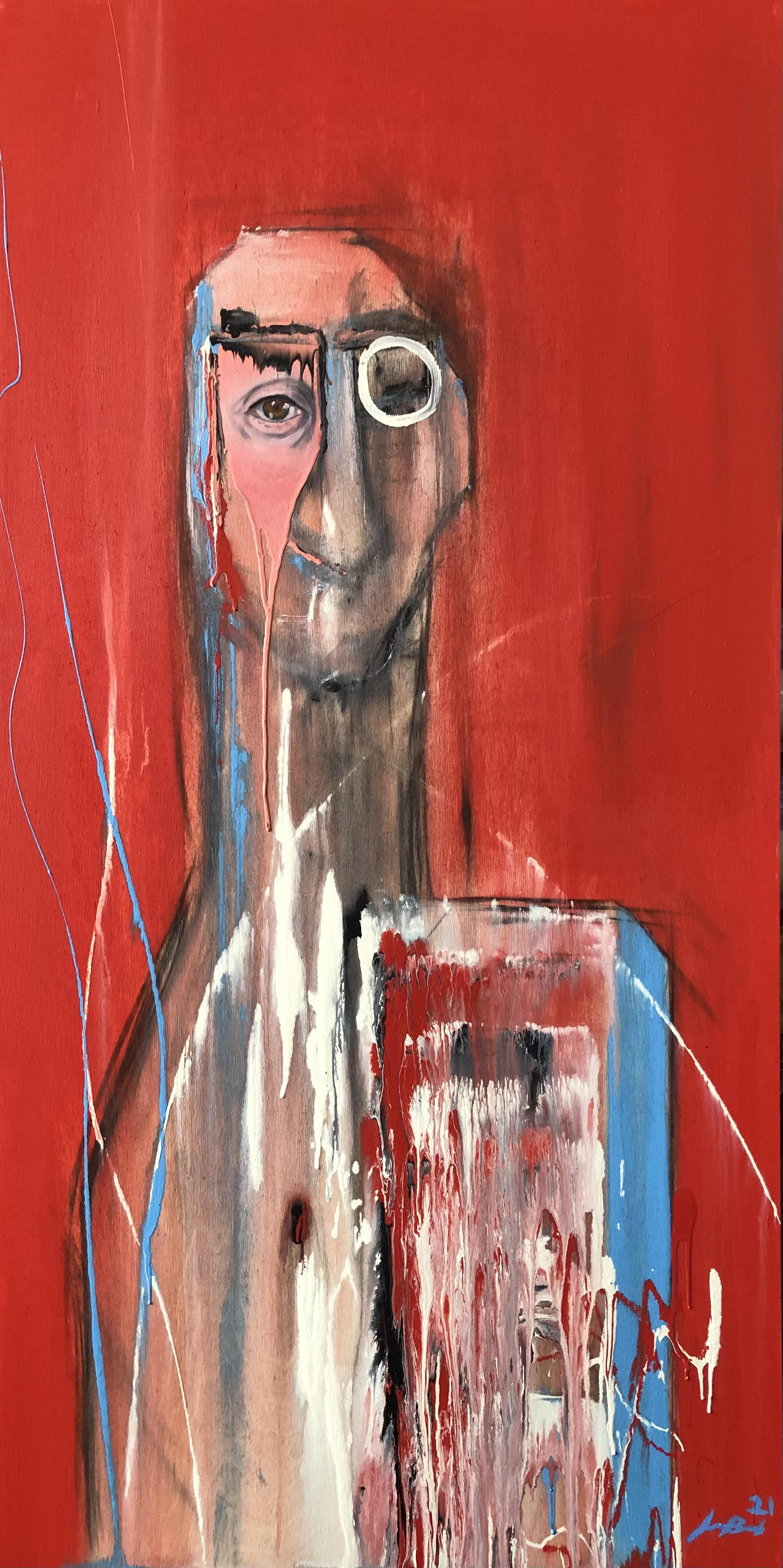 "When the Sky Turned Red"
Mixed media on wood panel
24 x 48 in.