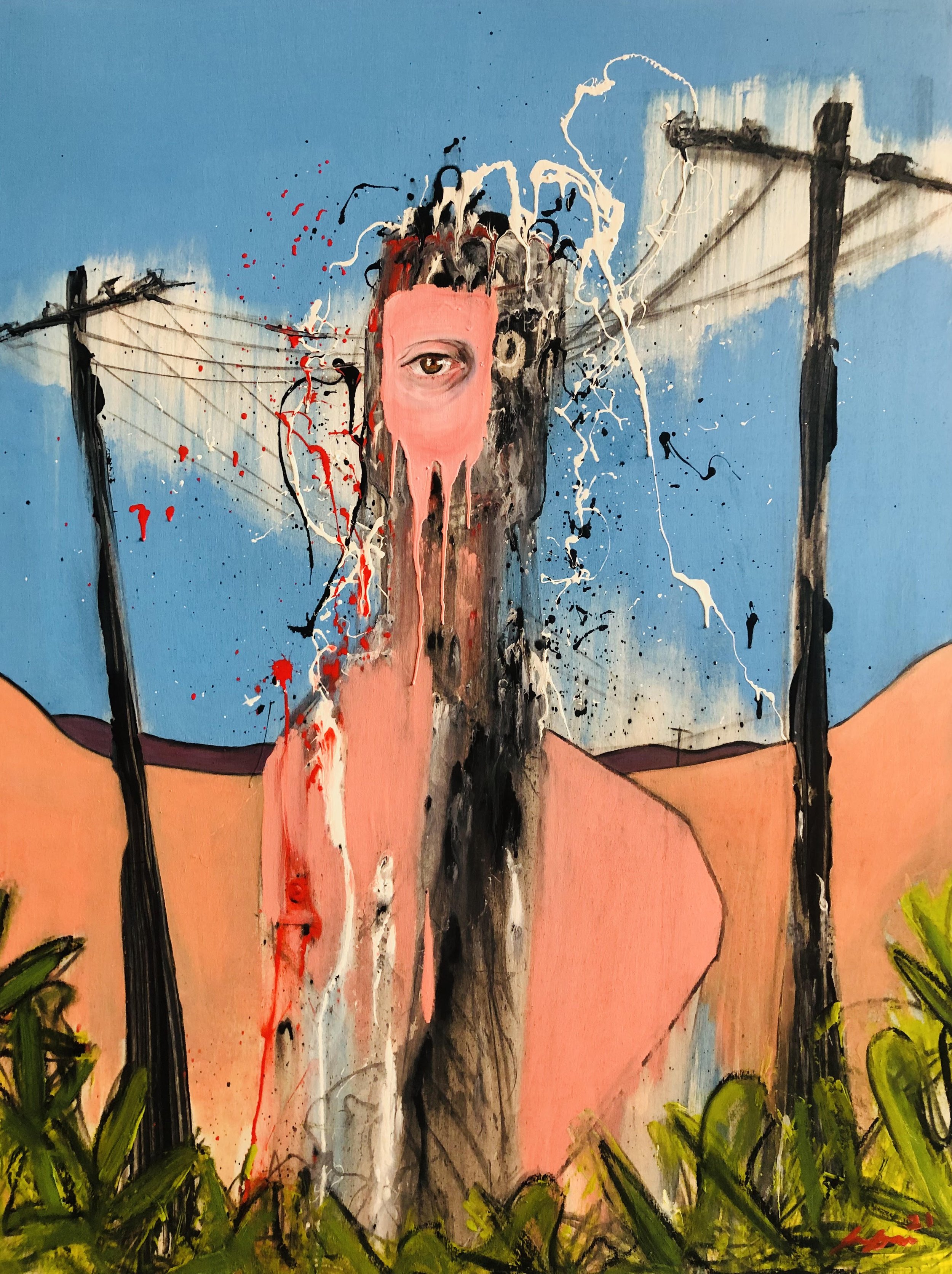 "Under the Desert Sky 5"
Industrial paint, oil, and charcoal on wood panel
30 x 40 in.