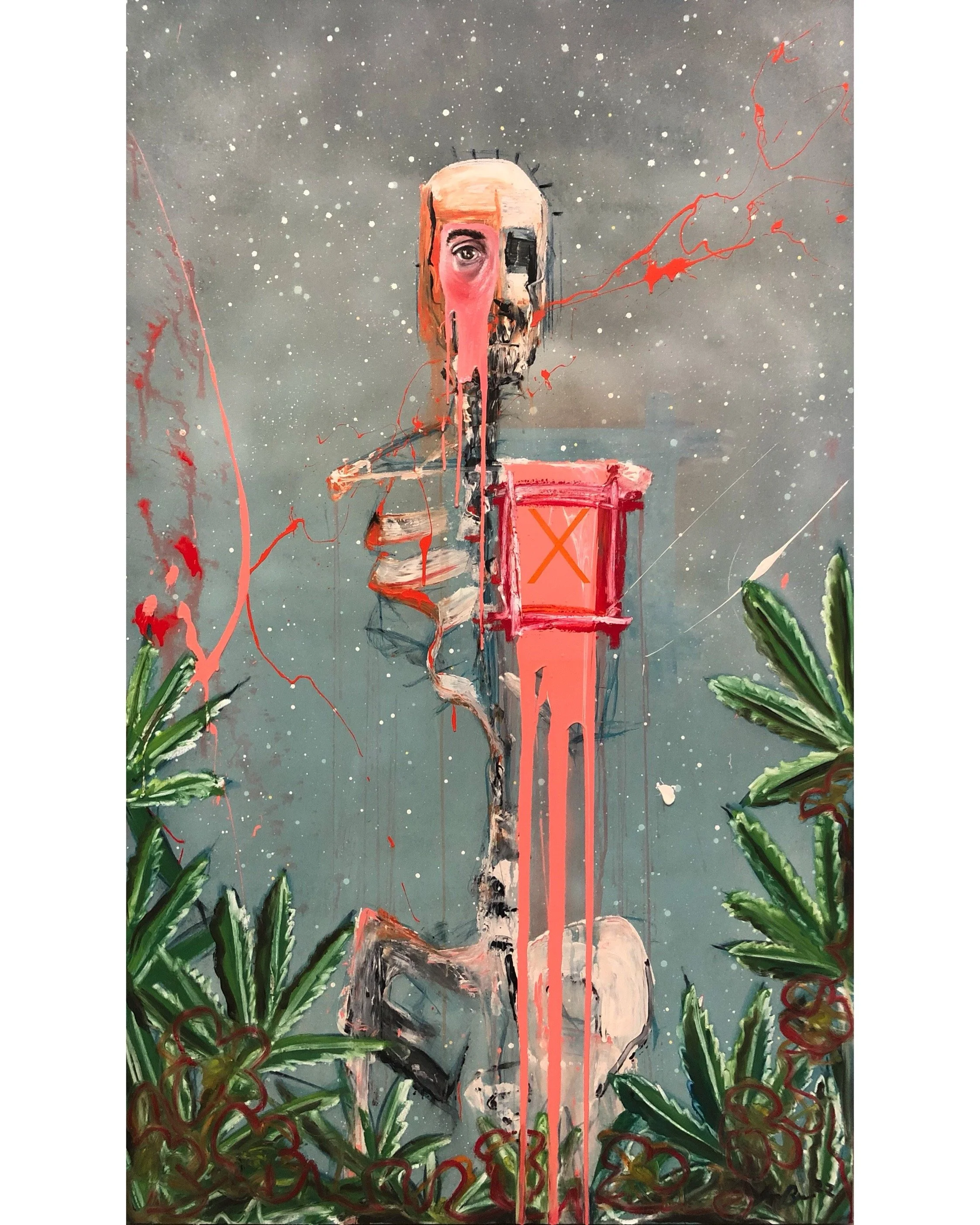 "Bleeding Heart"
Mixed media on wood panel 
30 x 60 in.