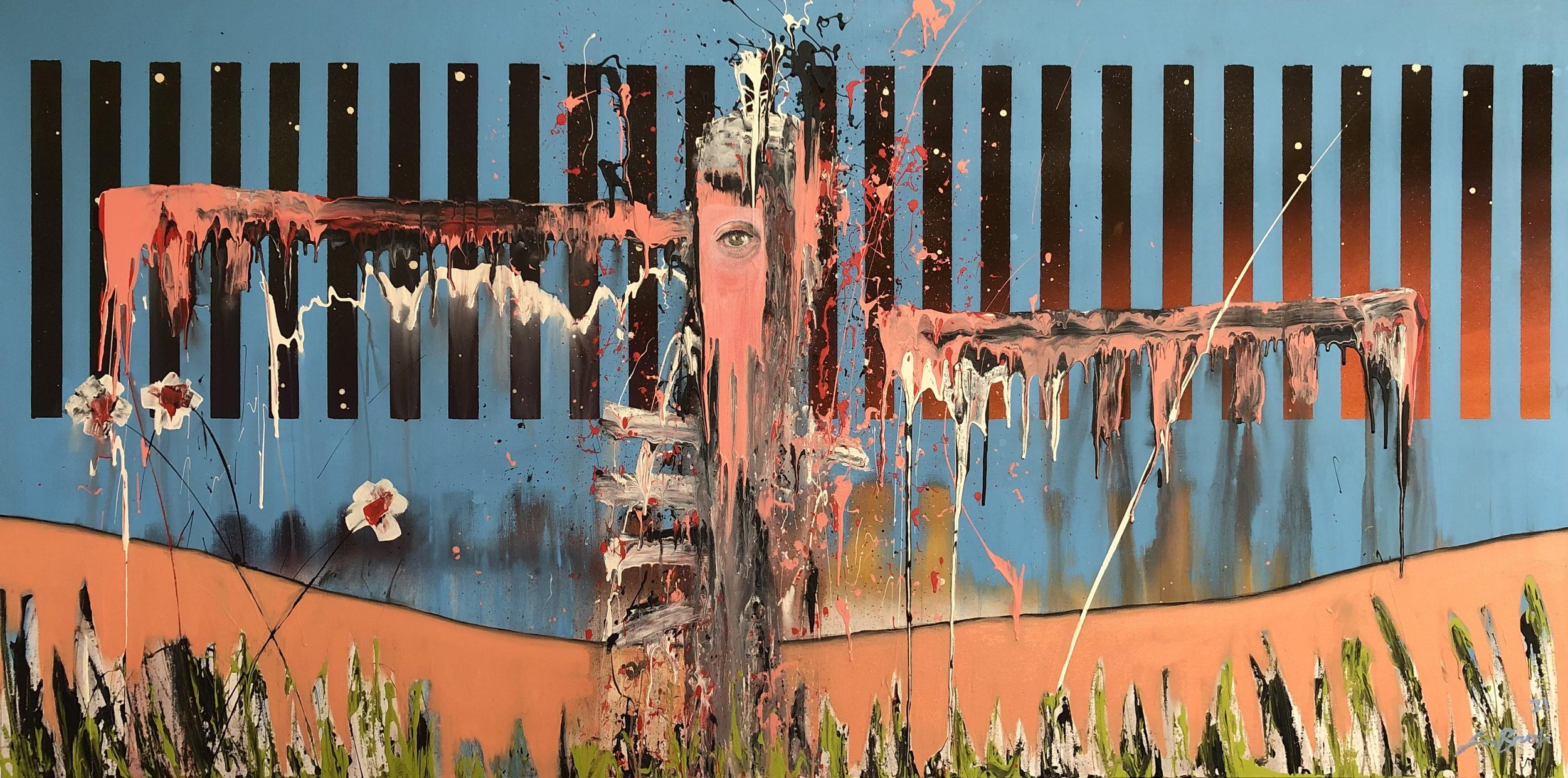 "Dear Mr. Fantasy 2"
Mixed media on. canvas
72 x 36 in.