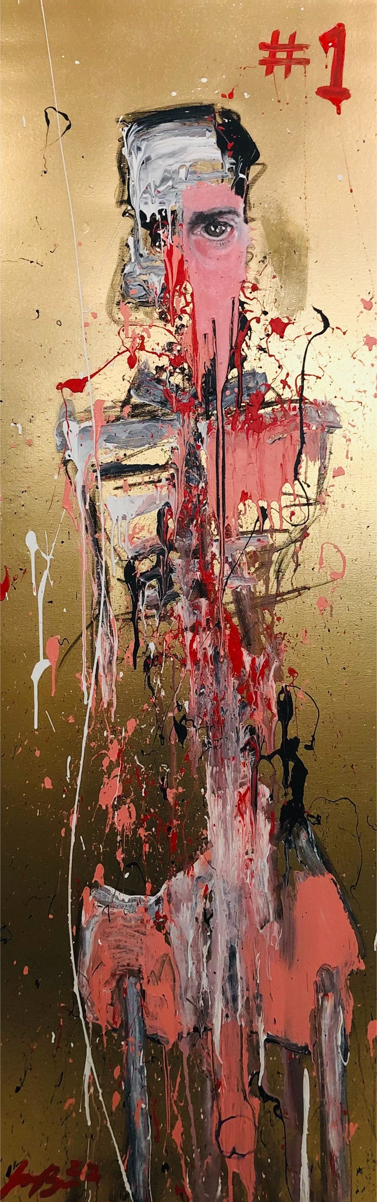"Winning Capitalism #1" 
Mixed media on canvas, 
60 in x 20 in