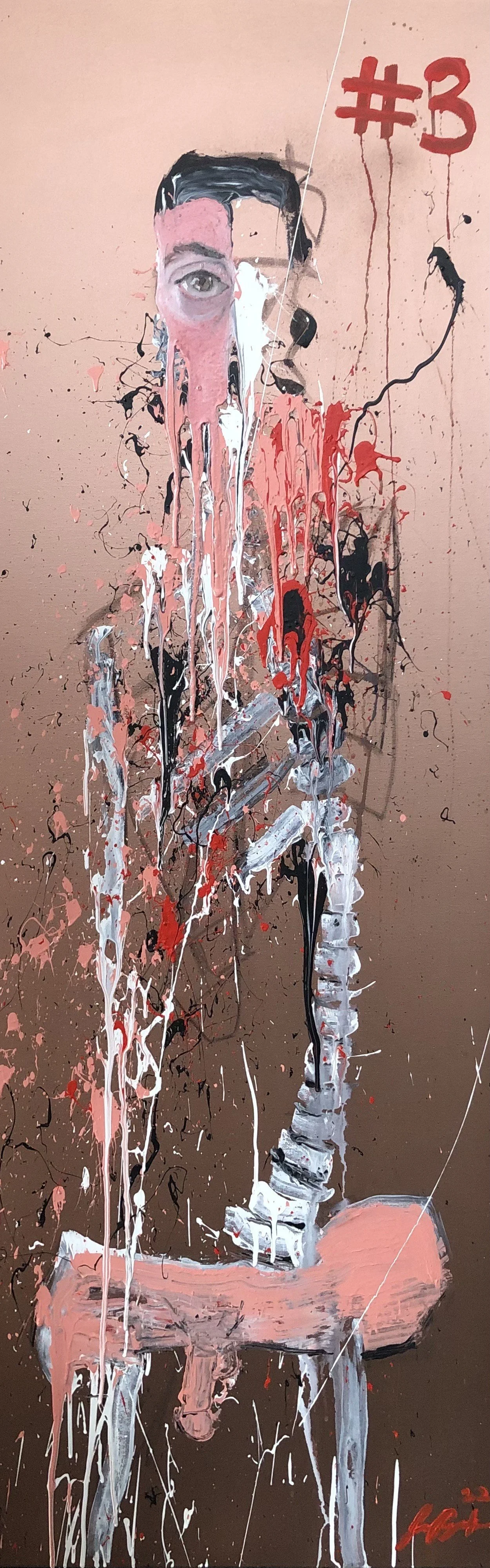 "Winning Capitalism #3" 
Mixed media on canvas, 
60 in x 20 in
