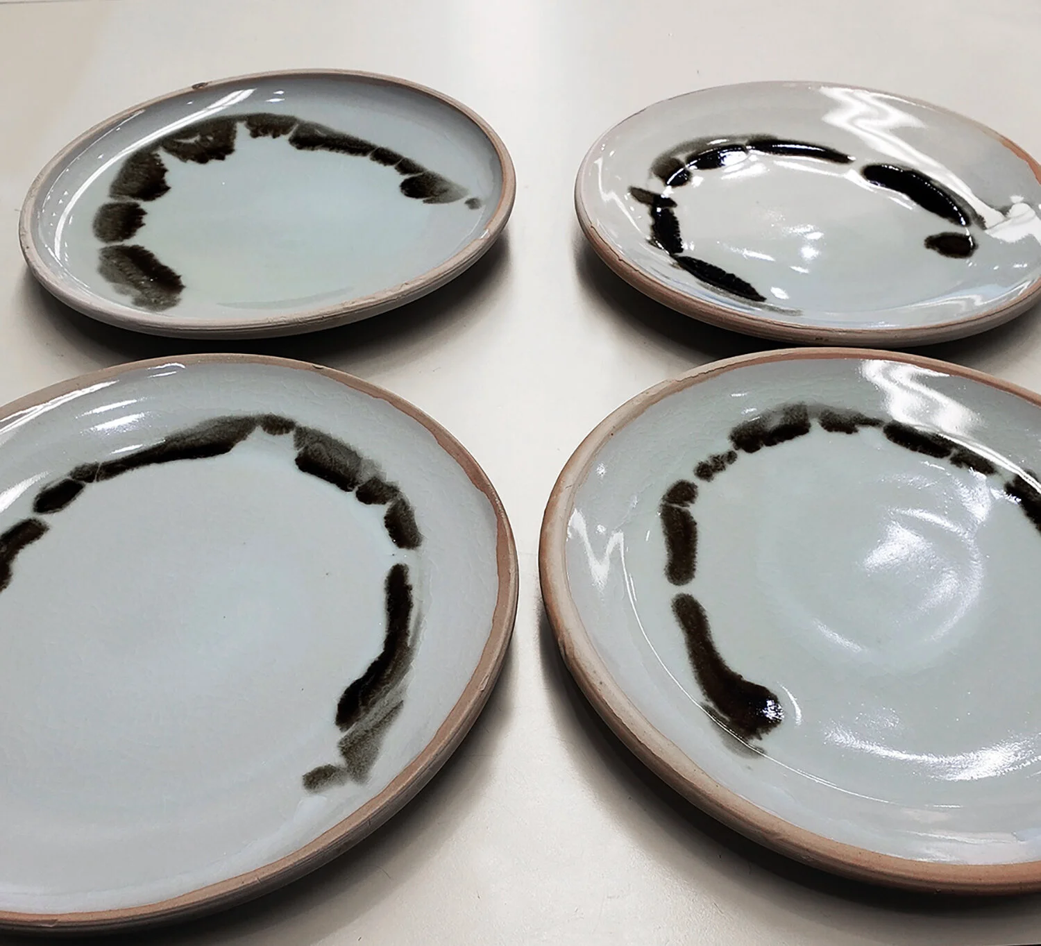 Blue Plates, stoneware gas fired to cone 10 with chun glaze, 2019