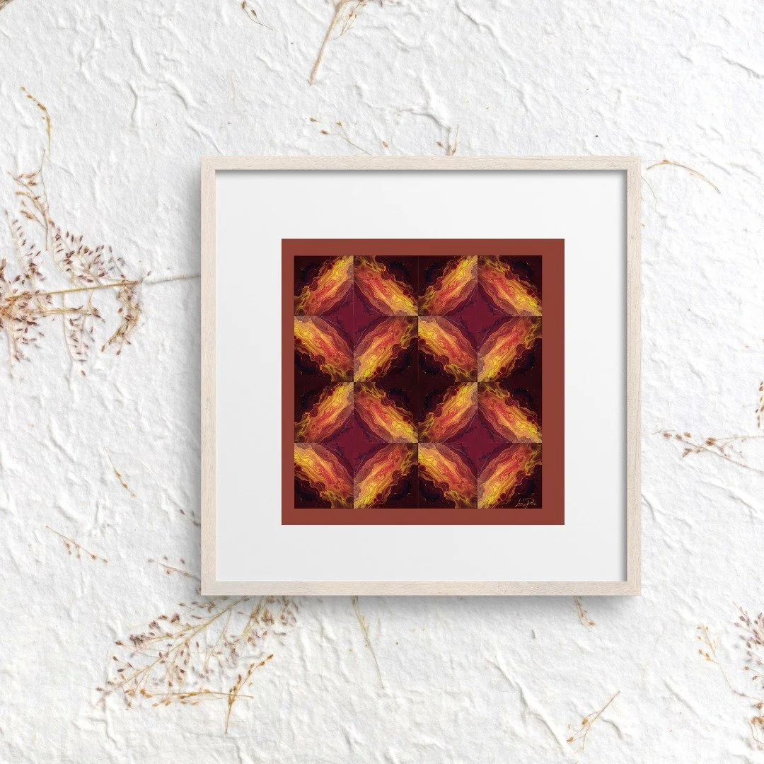 "Kaleidoscope"
A digital artwork born from the transformation of an original fluid acrylic painting. Through intricate digital manipulation, flowing pigments are reimagined into mesmerizing geometric echoes, reminiscent of the ever-shifti
