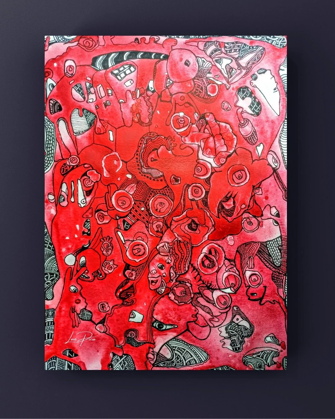 🖤❤️ New artwork in red and black ink (15&quot; x 11&quot; Ink on Strathmore paper))&mdash; a dialogue between tension and release, between what&rsquo;s seen and what&rsquo;s felt.

Every line carries emotion; every mark holds a story.

I&rsquo;d lov