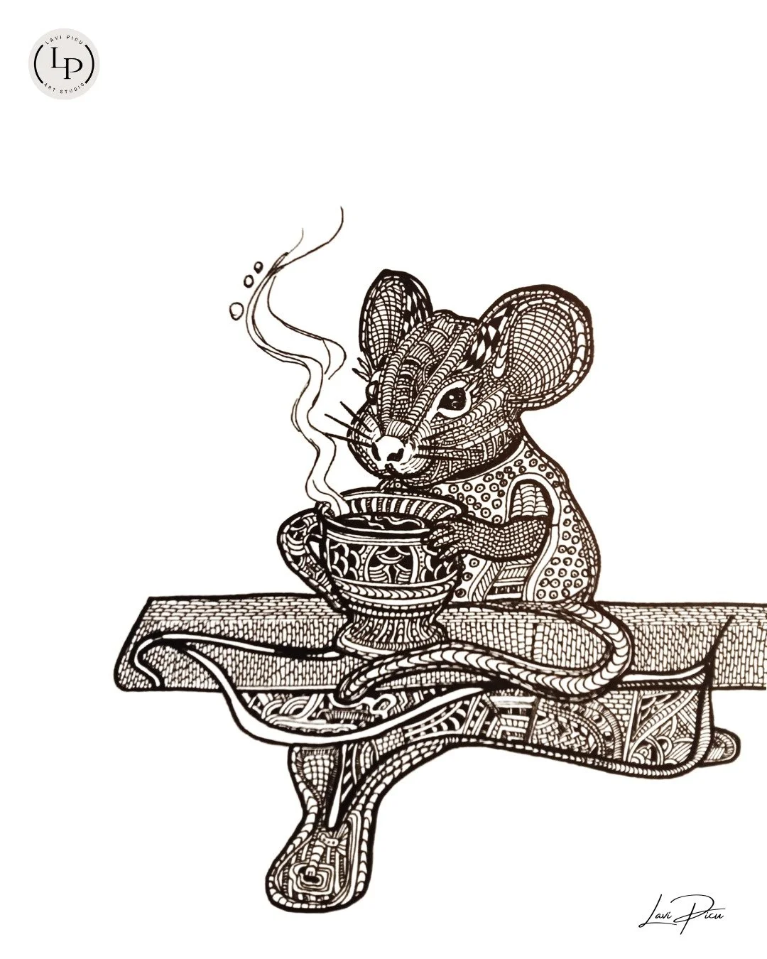 Post-holiday survival plan:
Step 1: Make tea.
Step 2: Let tea undo everything you said, ate, and drank. 🫖🐭

This is not a beverage &mdash; it&rsquo;s a ritual, a reset, a tiny miracle in a cup.
All hail the power of the tea.

Ink on paper. Balance 