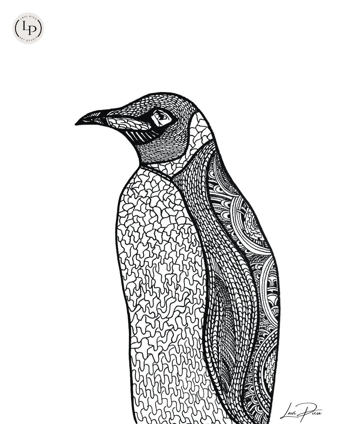 January in Montr&eacute;al pulls everything inward. The cold slows the body, sharpens the mind.

This penguin appeared in ink as a quiet companion: a figure built for endurance, balance, and stillness in conditions that demand resilience.

In winter,