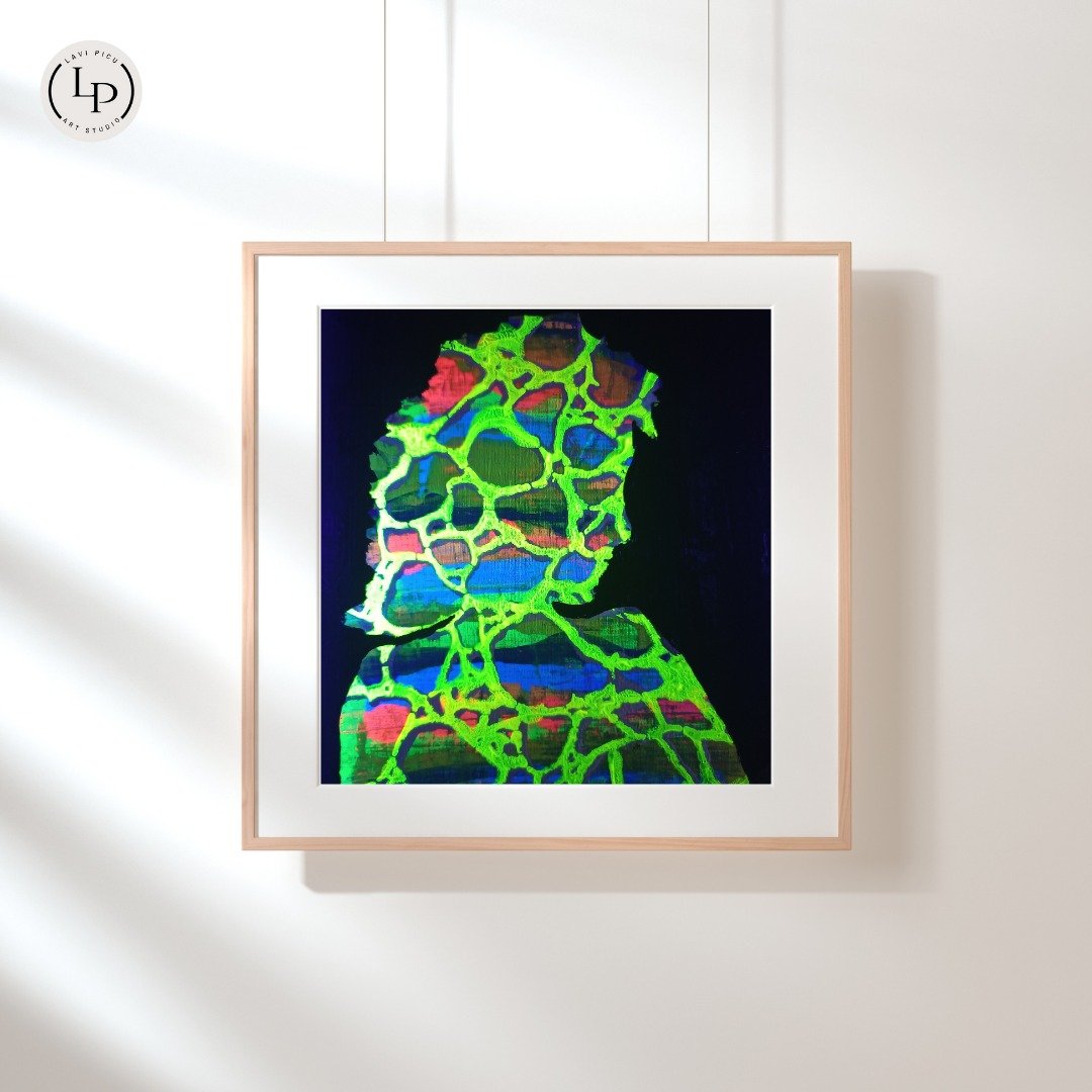 "HER" - An exploration of light, presence, and inner resilience.

"HER" is an original 12&rdquo; &times; 12&rdquo; UV-reactive mixed media painting depicting a female profile shaped by motion and softness&mdash;radiating strength,