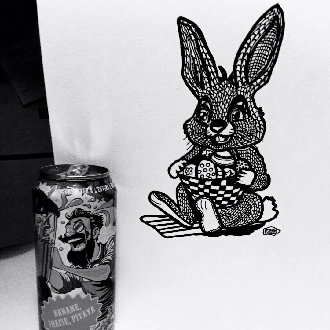 "Trader Bunny" - When your Easter Bunny craves your @brewskymicrobrewery and wants to trade goods 😂

#inkdrawing #inkaddict #easterbunny #brewskeycraftbrewery #funnyart