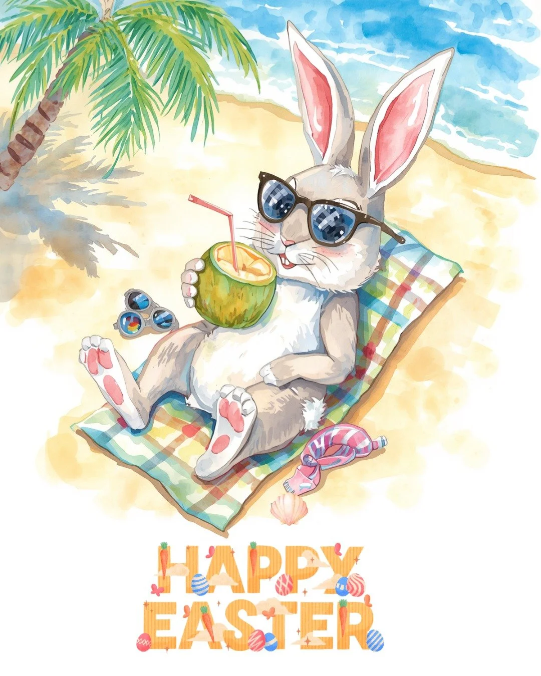 Bunny on a beach break 🐰🌊&hellip; even chocolate hunters need some sun and sand!

Happy Easter to those of you celebrating!

Mixed media on 15" x 11" Strathmore paper
 #EasterBunny #HappyEaster #BeachBunny #BunnyVibes #ArtistLife