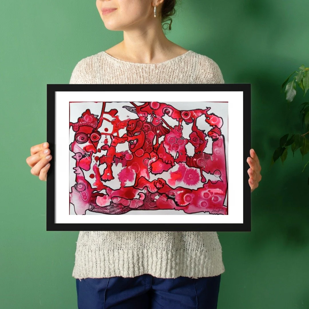 "Hope" - 15" x 11" ink on Strathmore paper

Hope isn&rsquo;t soft. It doesn&rsquo;t arrive gently, or in clean lines. It stains. It spreads. It insists.

In this red wash, hope lives inside the body like a pulse you can&rsquo;t si