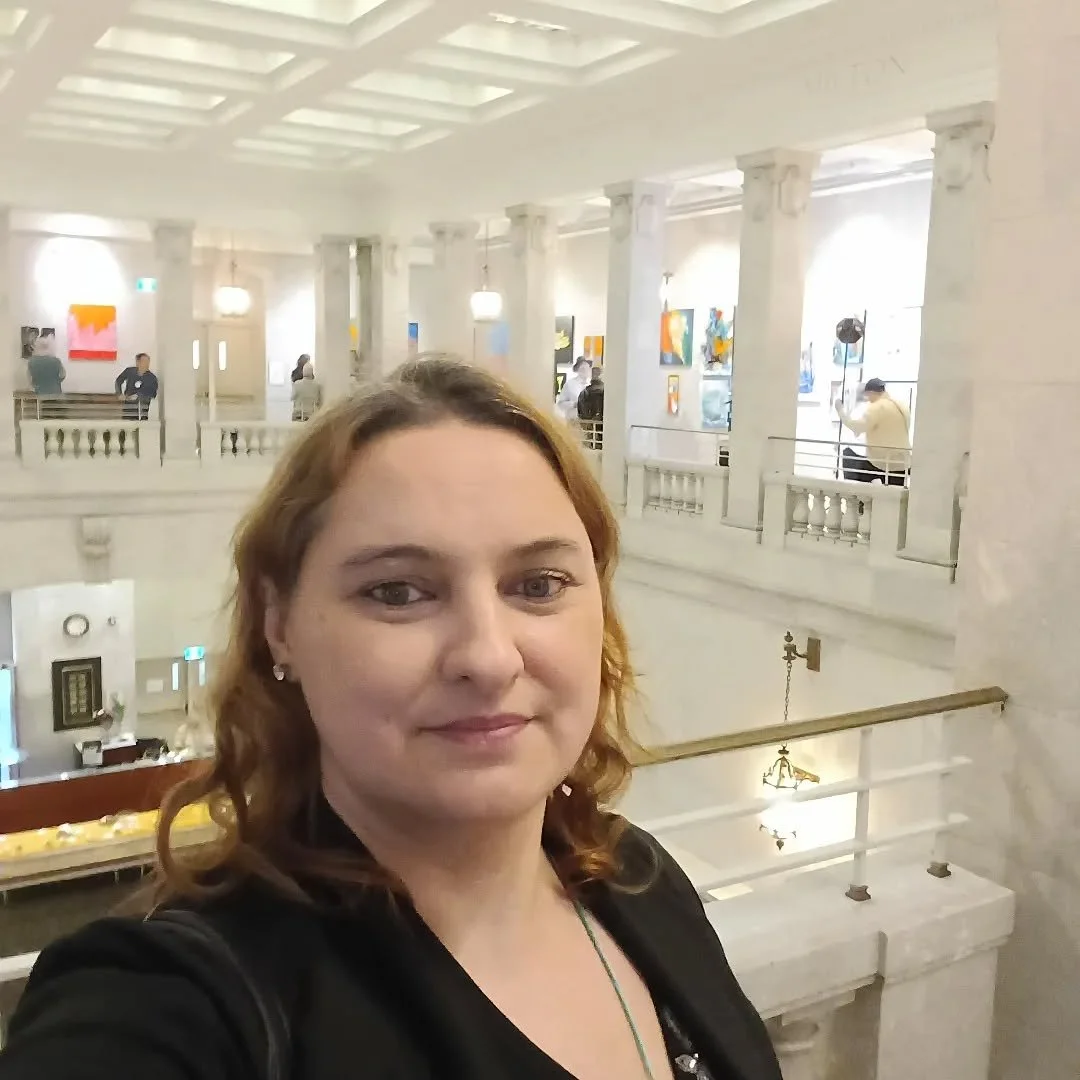 Yesterday afternoon at the opening reception of "Summer Harmonies" exhibition, which  carries on until the end of the month at Conseil des Arts de Montr&eacute;al. 
Excited to have 2 of my UV-reactive artworks exhibited in such a wonderful 