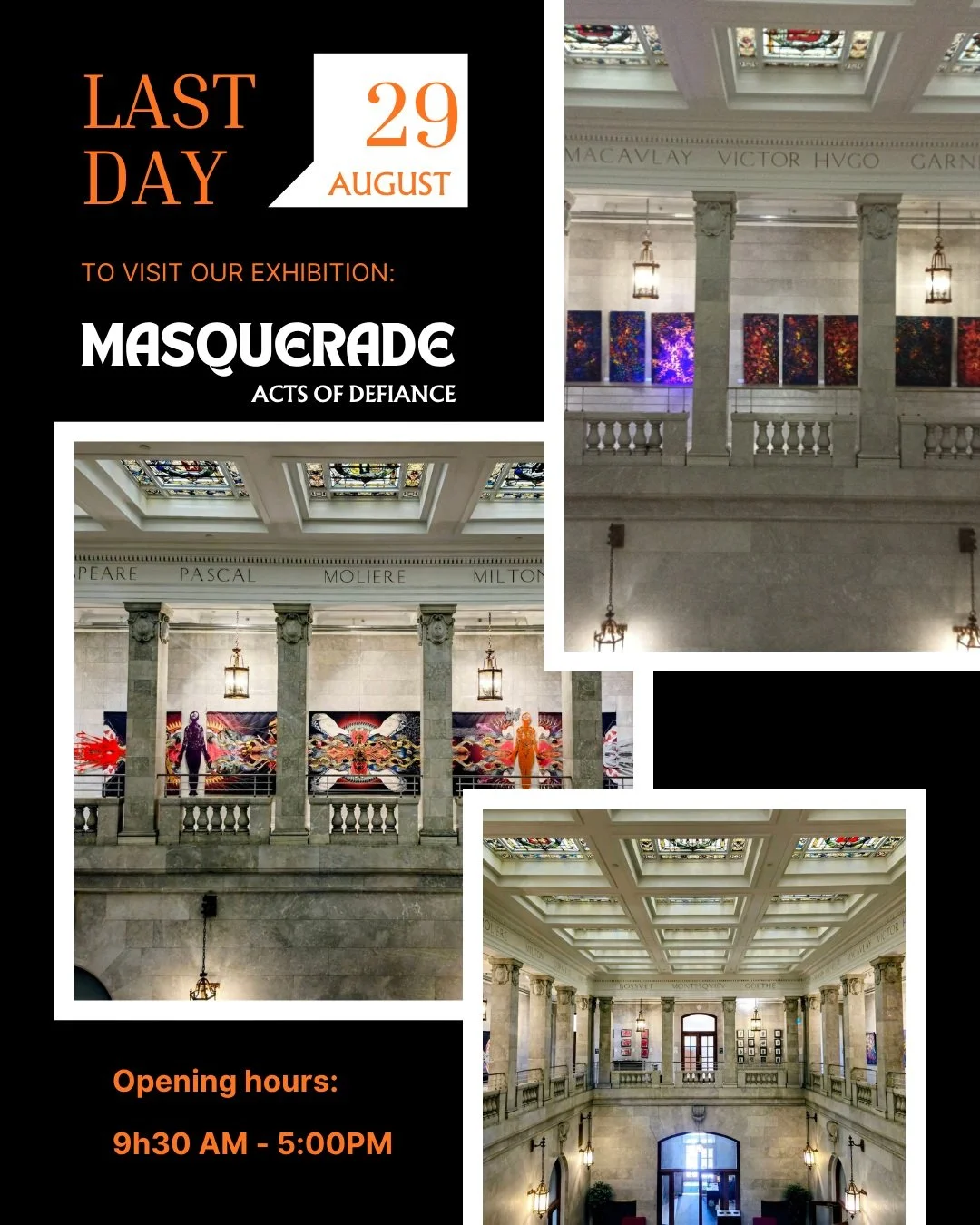 🚨 LAST 2 DAYS TO SEE MASQUERADE: ACTS OF DEFIANCE 🚨

All good things come to an end.
So does our exhibition.

Tomorrow, August 29, is your LAST CHANCE to experience Masquerade: Acts of Defiance by Lavi Picu and Lilian Cuer @lavi.picu &amp; @lilianc