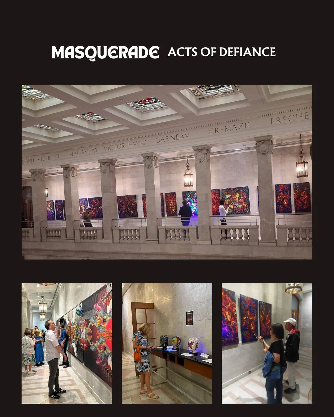 ✨ ALL GOOD THINGS COME TO AN END. ✨

Yesterday, we took down our exhibition, Masquerade: Acts of Defiance.

After an intense and wonderful month, the exhibition has come to an end, but the conversations, encounters, questions, and connections will st