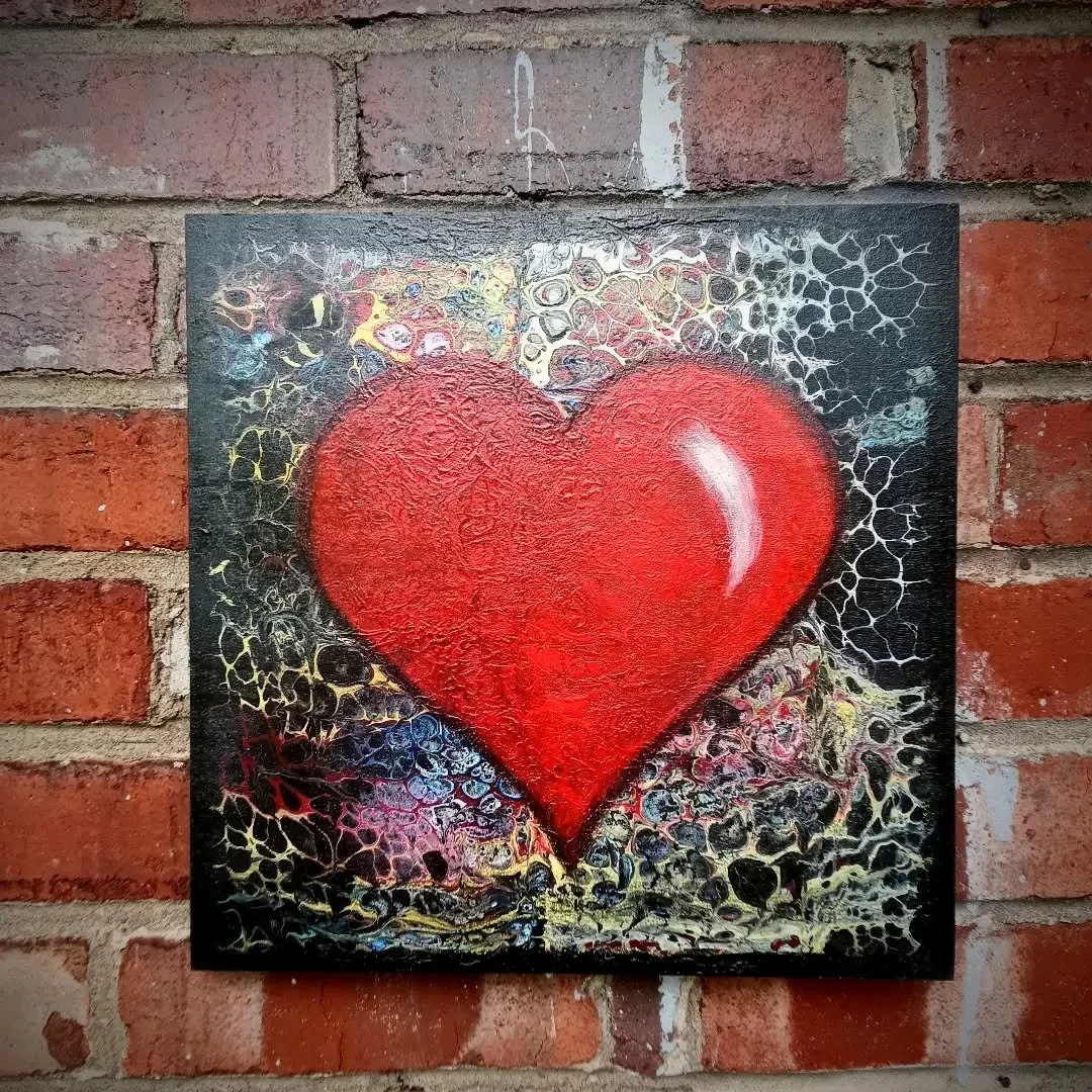 In between series, it is always fun to create something just for the fun of creating! Can you help out finding a title for this 12 " x 12" beauty?

@followers

# modernart #heartpainting #artistoninstagram
#artistlife🎨