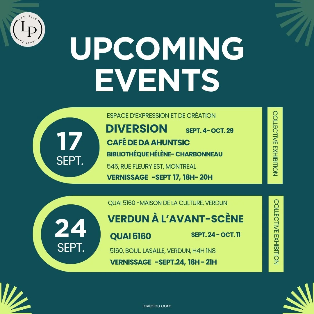 ✨ UPCOMING EXHIBITIONS ✨

September &amp; October are bringing several opportunities to see my work in person across Qu&eacute;bec.

I&rsquo;ll be presenting paintings, ink drawings, and sculptures in a series of group exhibitions &mdash; with some f