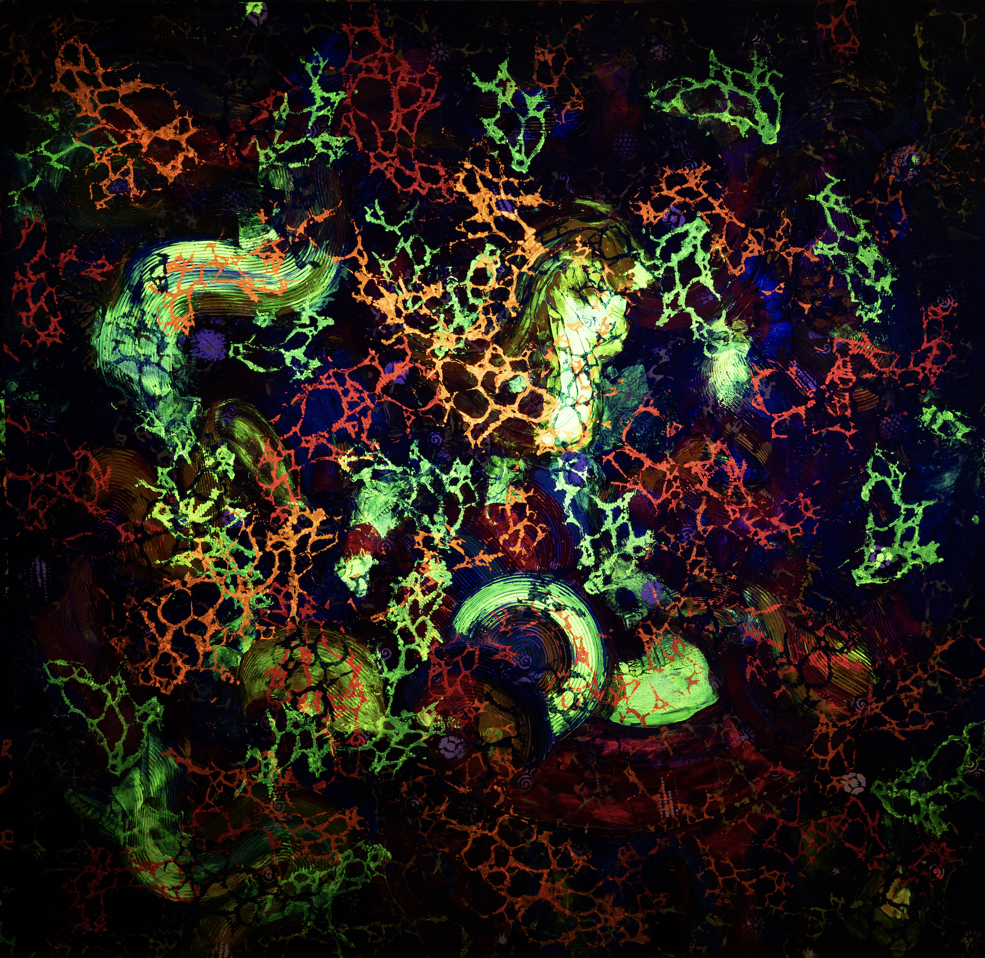 Proliferation (seen in UV light) - 48" x 48" x 2"