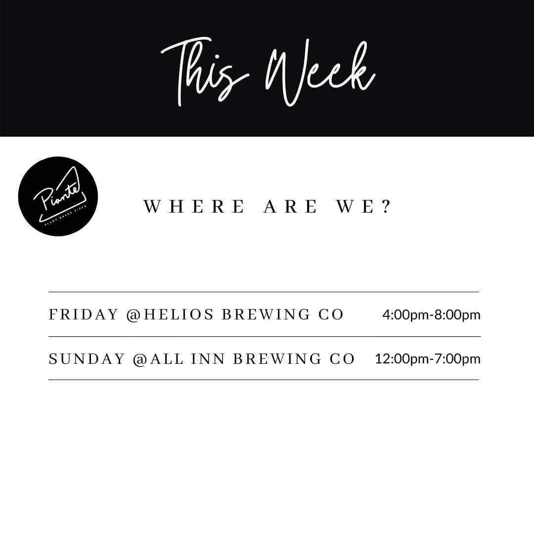 THIS WEEK
FRIDAY 16th July
@heliosbrewing 
All pizzas purchased are accompanied with a pot of beer 🍕🍺 no better way to kick off the weekend!
SUNDAY 18th July
@allinnbrewingco 
Sunday sessions can't get much better when pizza and beers are involve