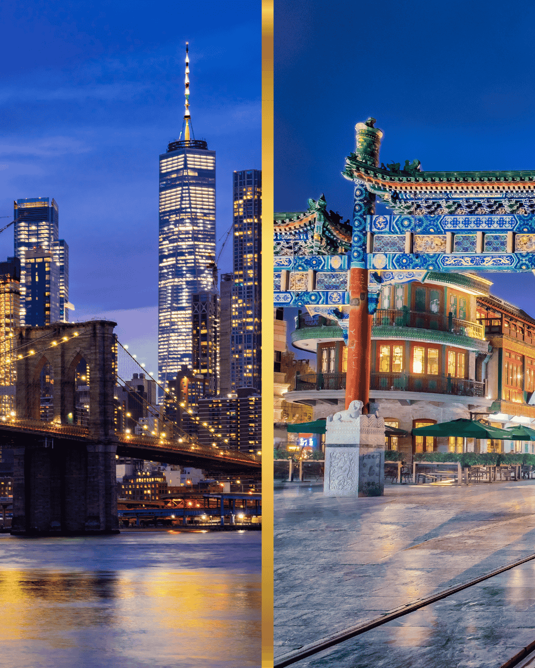 New York & Beijing skyline